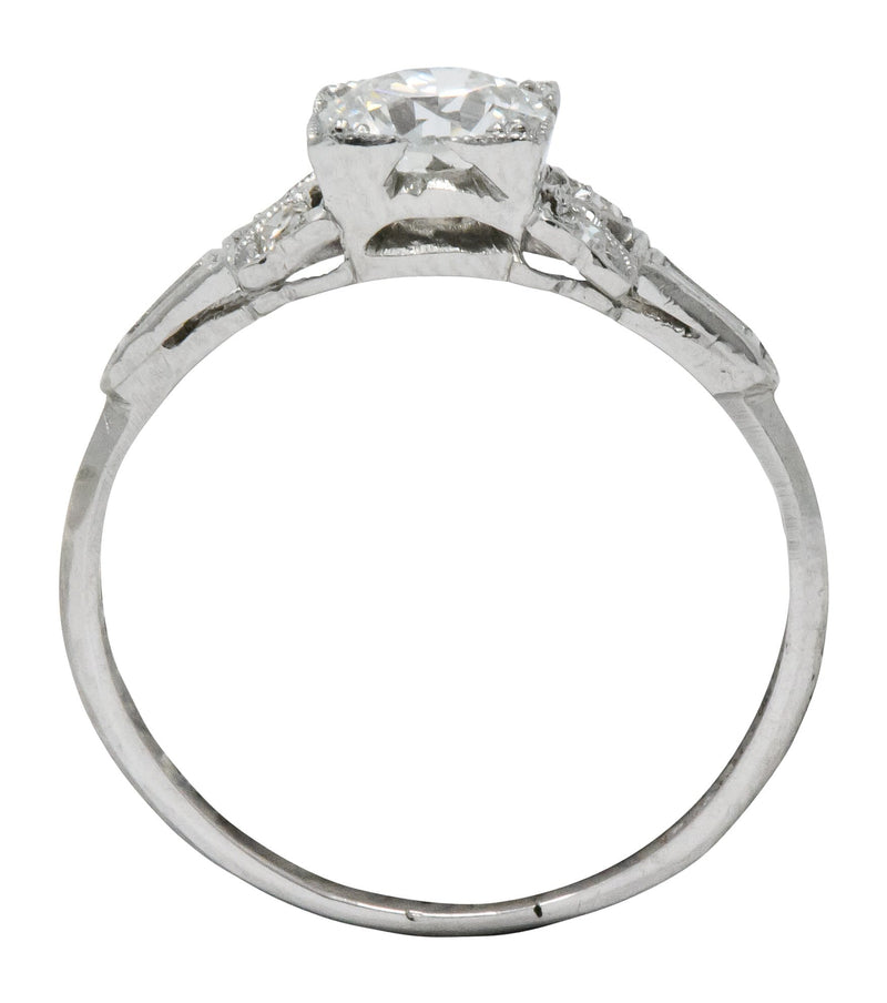 Art Deco 0.97 CTW Diamond Platinum Engagement Ring GIA Wilson's Estate Jewelry