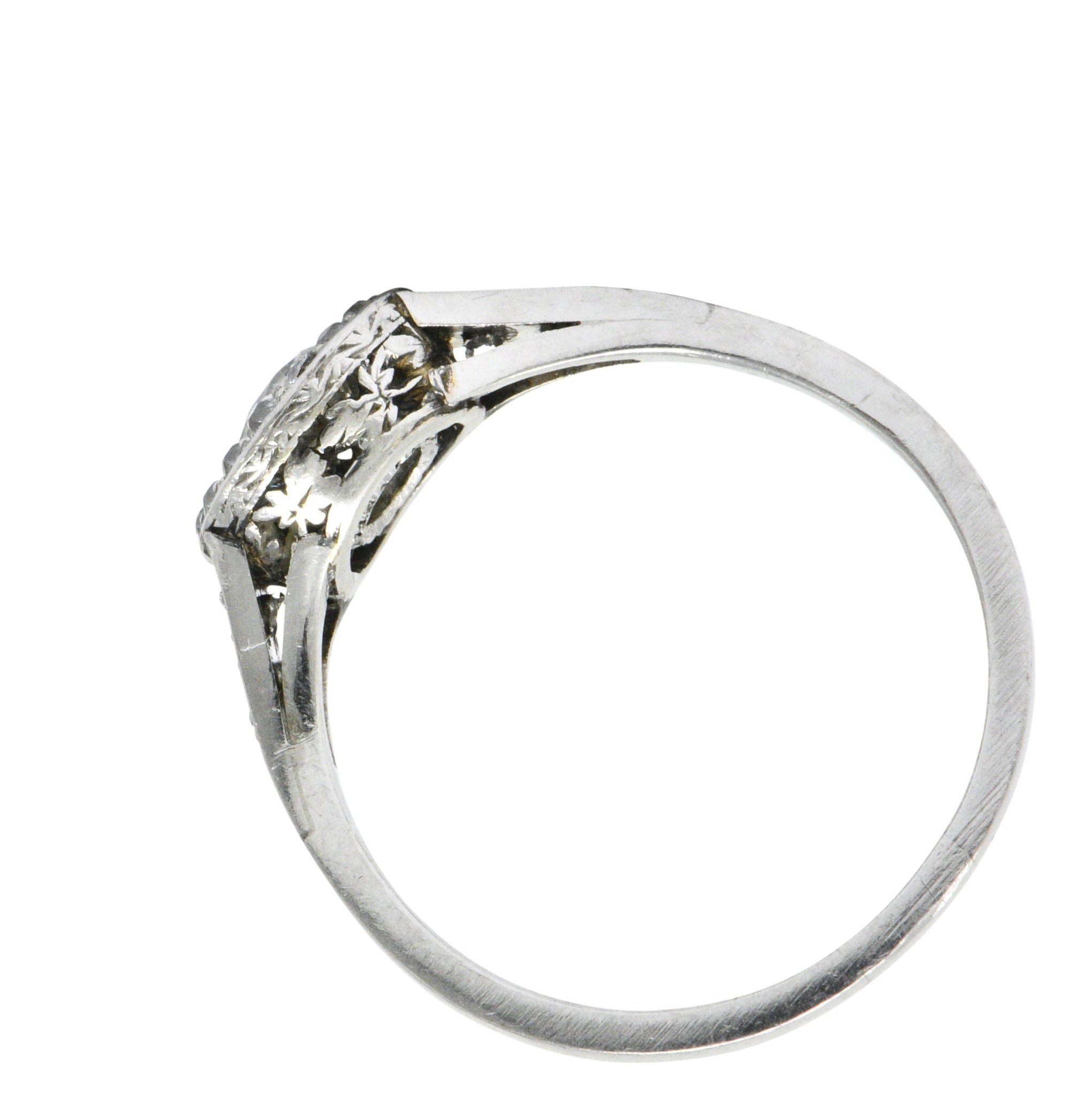 Art Deco 1.10 CTW Diamond Platinum Halo Engagement Ring Circa 1930 Wilson's Estate Jewelry