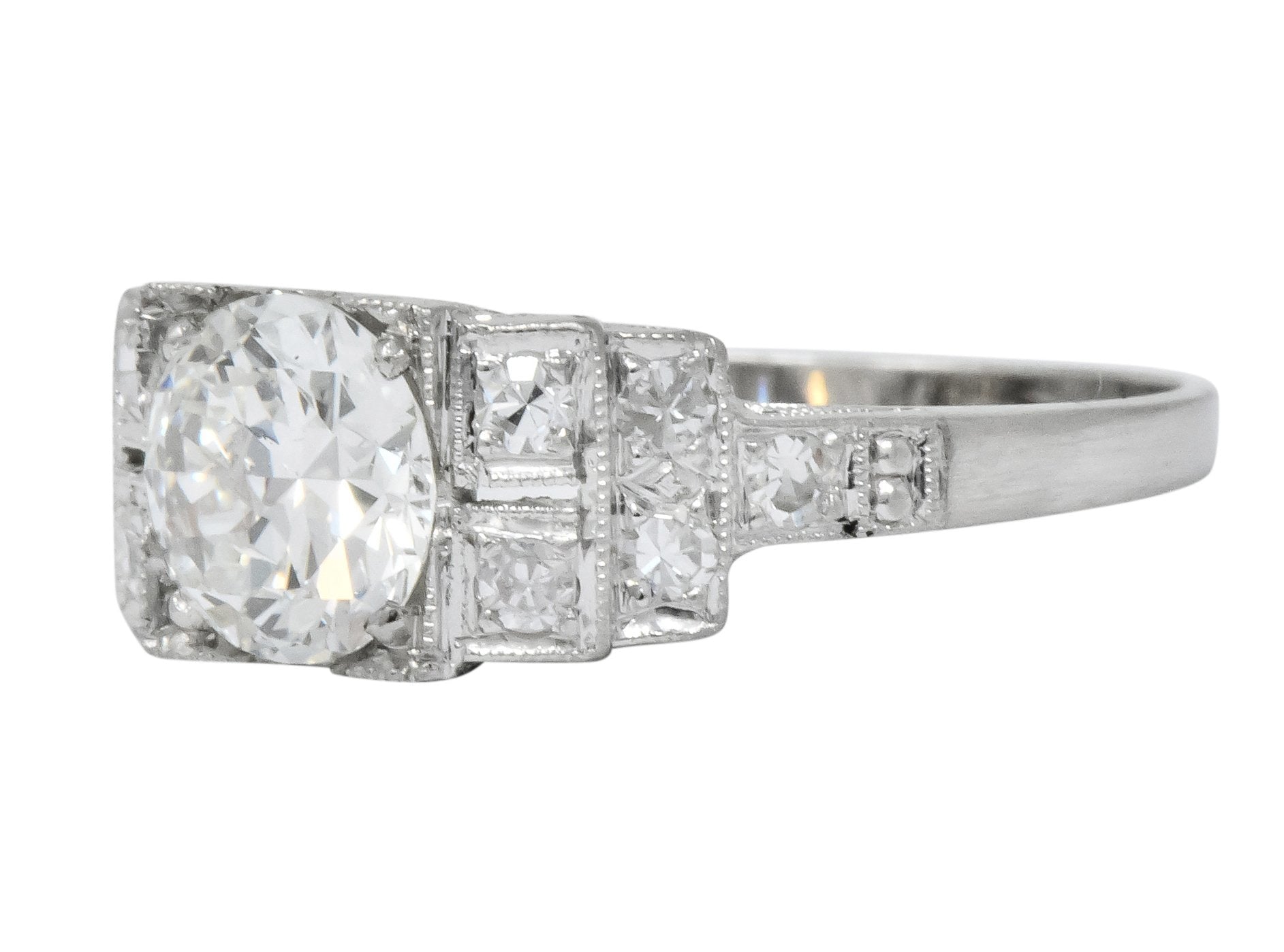 Art Deco 1.20 CTW Diamond Platinum Engagement Ring GIA - Wilson's Estate Jewelry