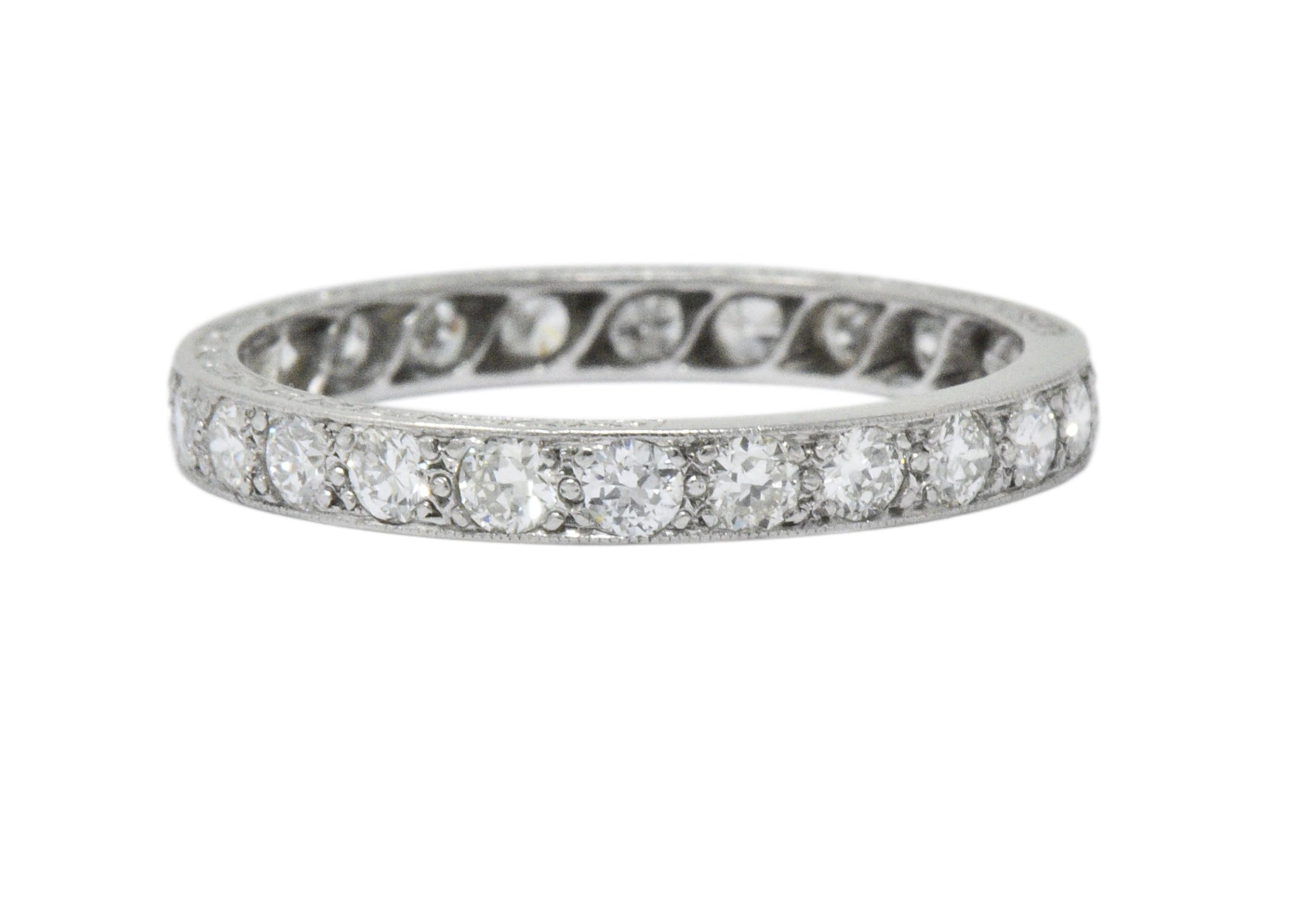 Art Deco 1.20 CTW Diamond Platinum Eternity Stack Band Ring Wilson's Estate Jewelry