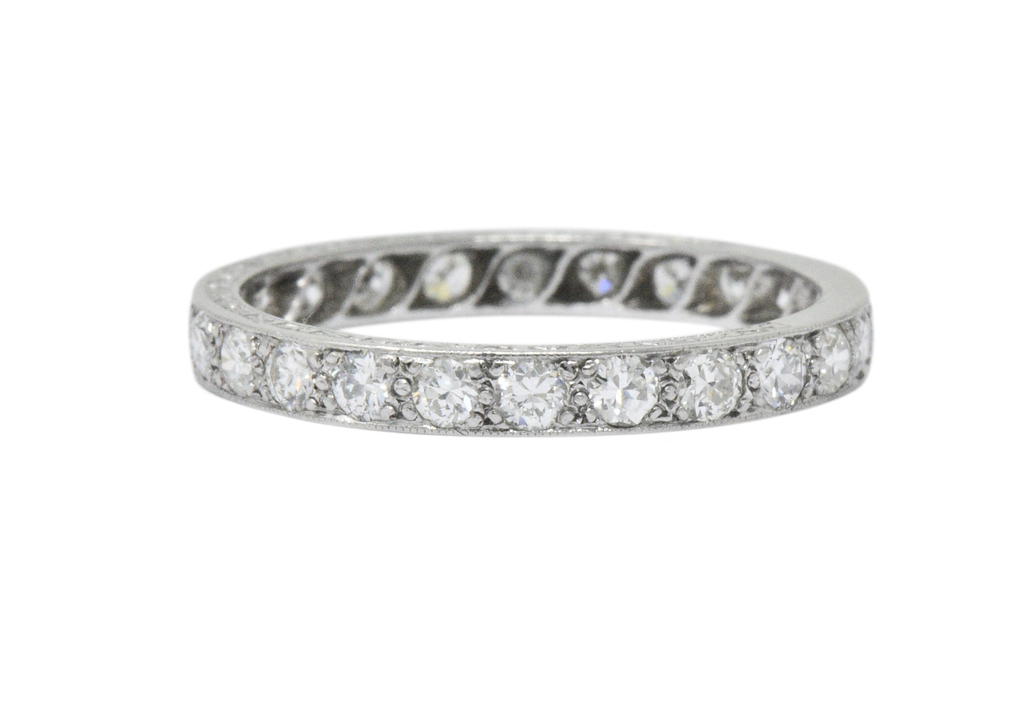 Art Deco 1.20 CTW Diamond Platinum Eternity Stack Band Ring Wilson's Estate Jewelry