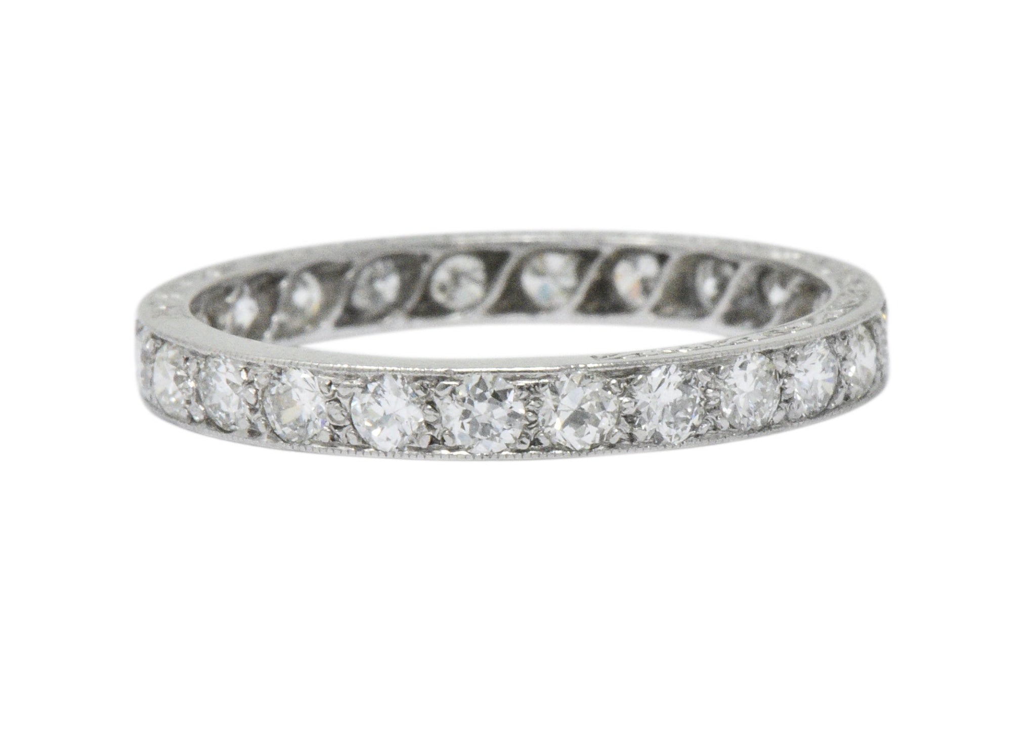 Art Deco 1.20 CTW Diamond Platinum Eternity Stack Band Ring Wilson's Estate Jewelry