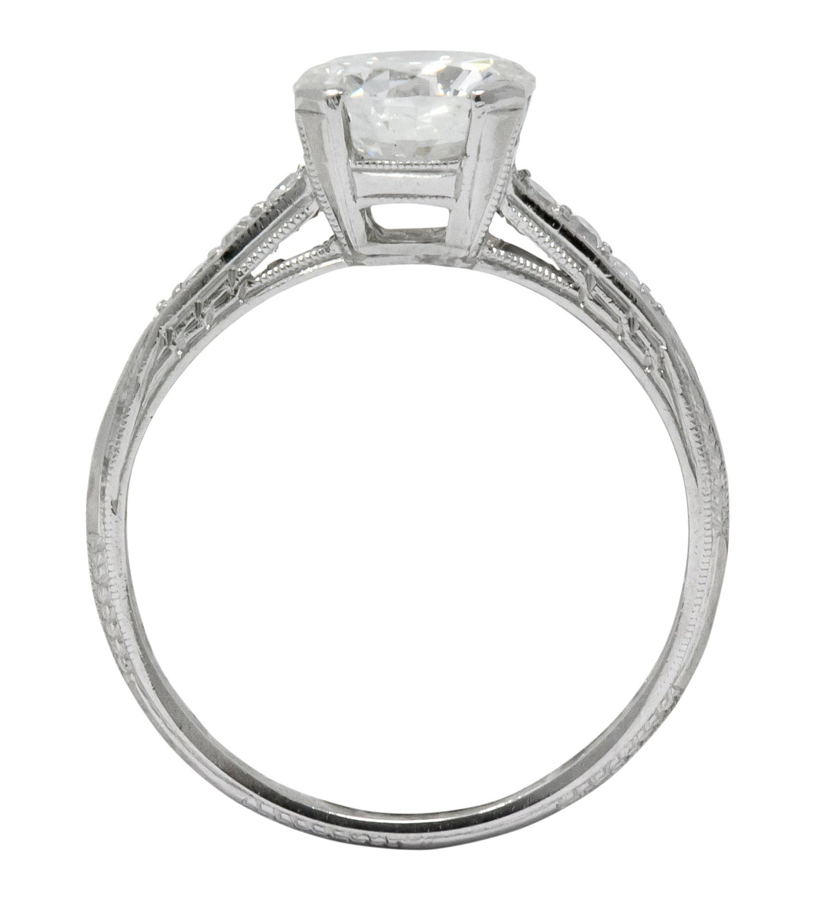 Art Deco 1.20 CTW Transitional Cut Diamond Platinum Engagement Ring GIA - Wilson's Estate Jewelry