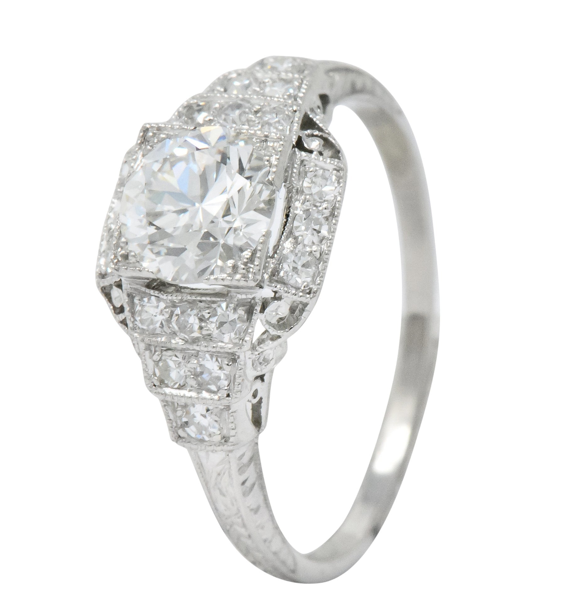 Art Deco 1.51 CTW Old European Cut Diamond Platinum Engagement Ring GIA - Wilson's Estate Jewelry