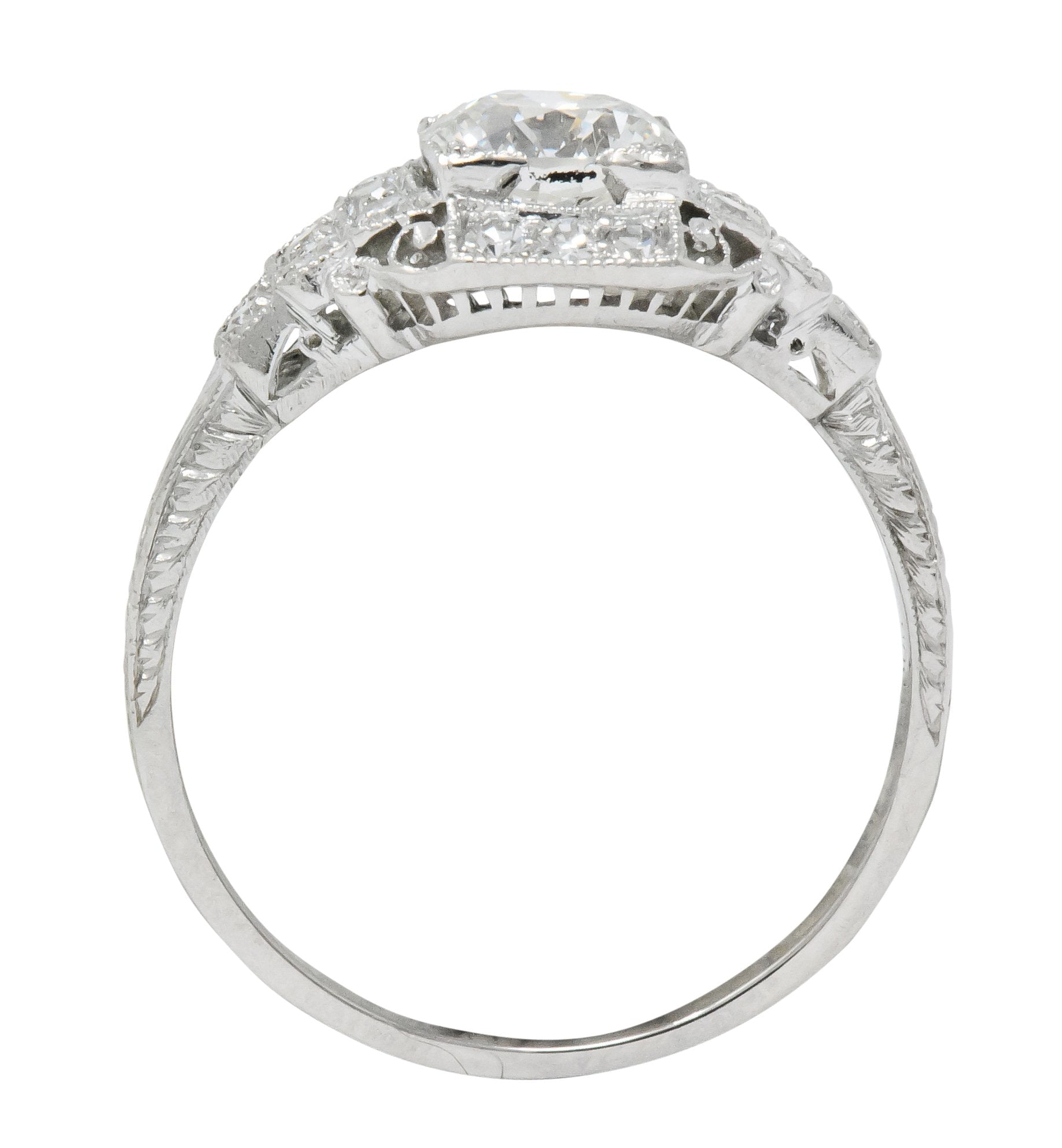 Art Deco 1.51 CTW Old European Cut Diamond Platinum Engagement Ring GIA - Wilson's Estate Jewelry