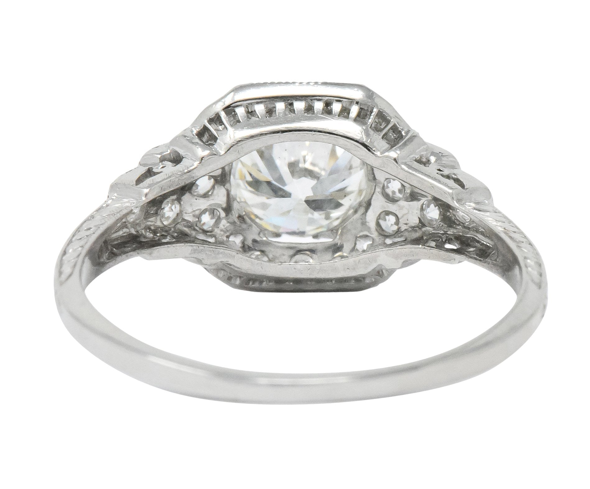 Art Deco 1.51 CTW Old European Cut Diamond Platinum Engagement Ring GIA - Wilson's Estate Jewelry