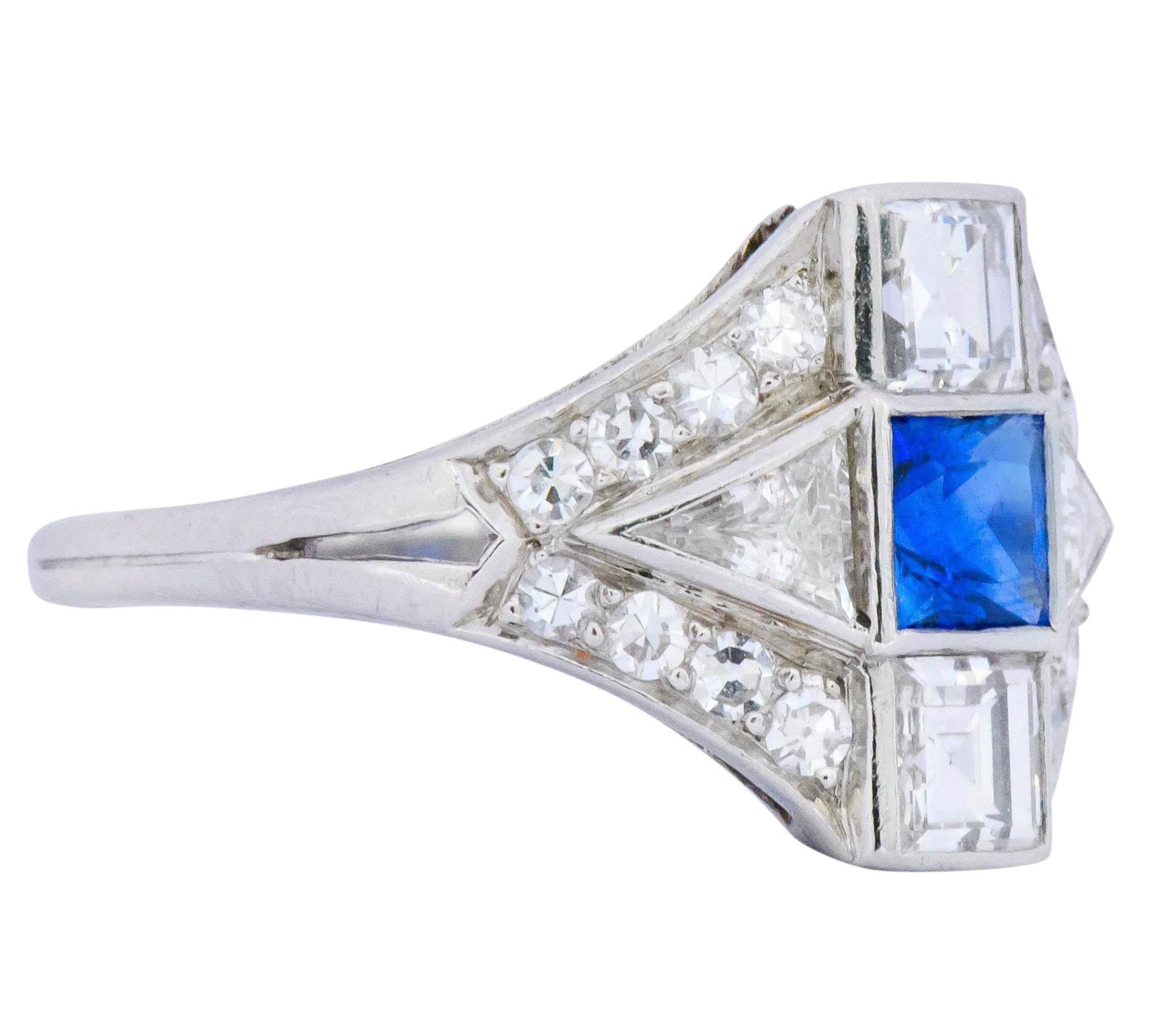 Art Deco 1.70 CTW Sapphire Diamond Platinum Ring Wilson's Estate Jewelry