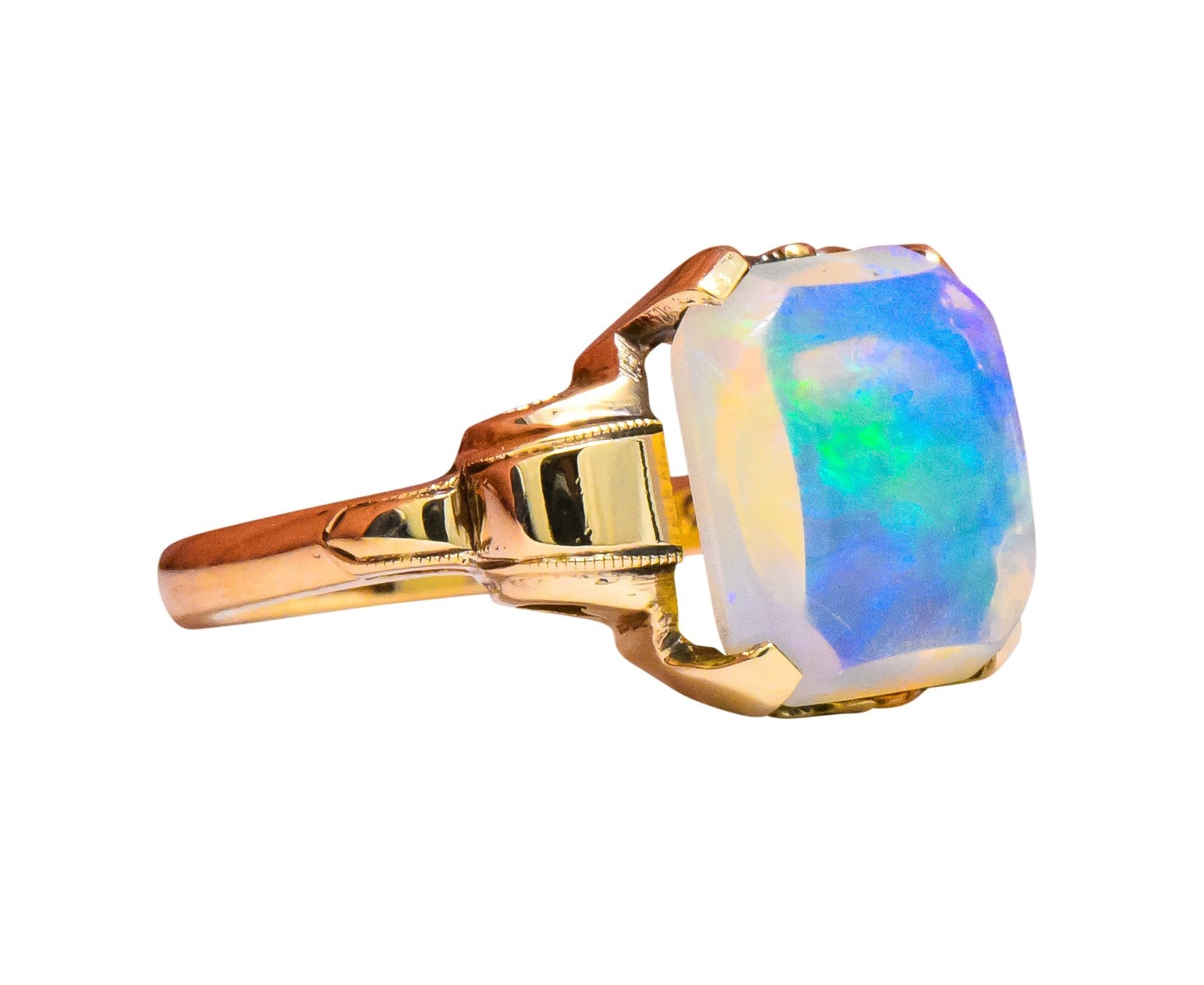 Art Deco 1920's Jelly Opal 10 Karat Gold Art Deco Ring Wilson's Estate Jewelry