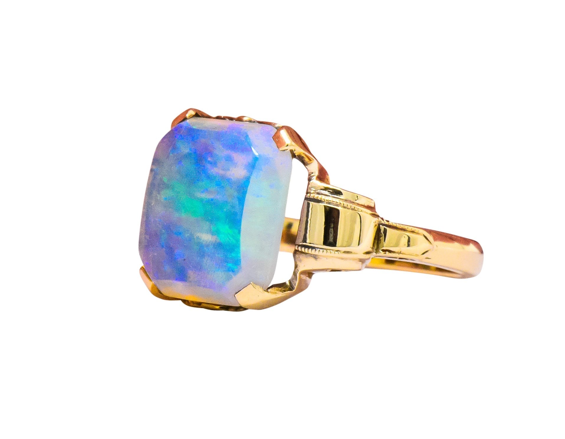 Art Deco 1920's Jelly Opal 10 Karat Gold Art Deco Ring Wilson's Estate Jewelry