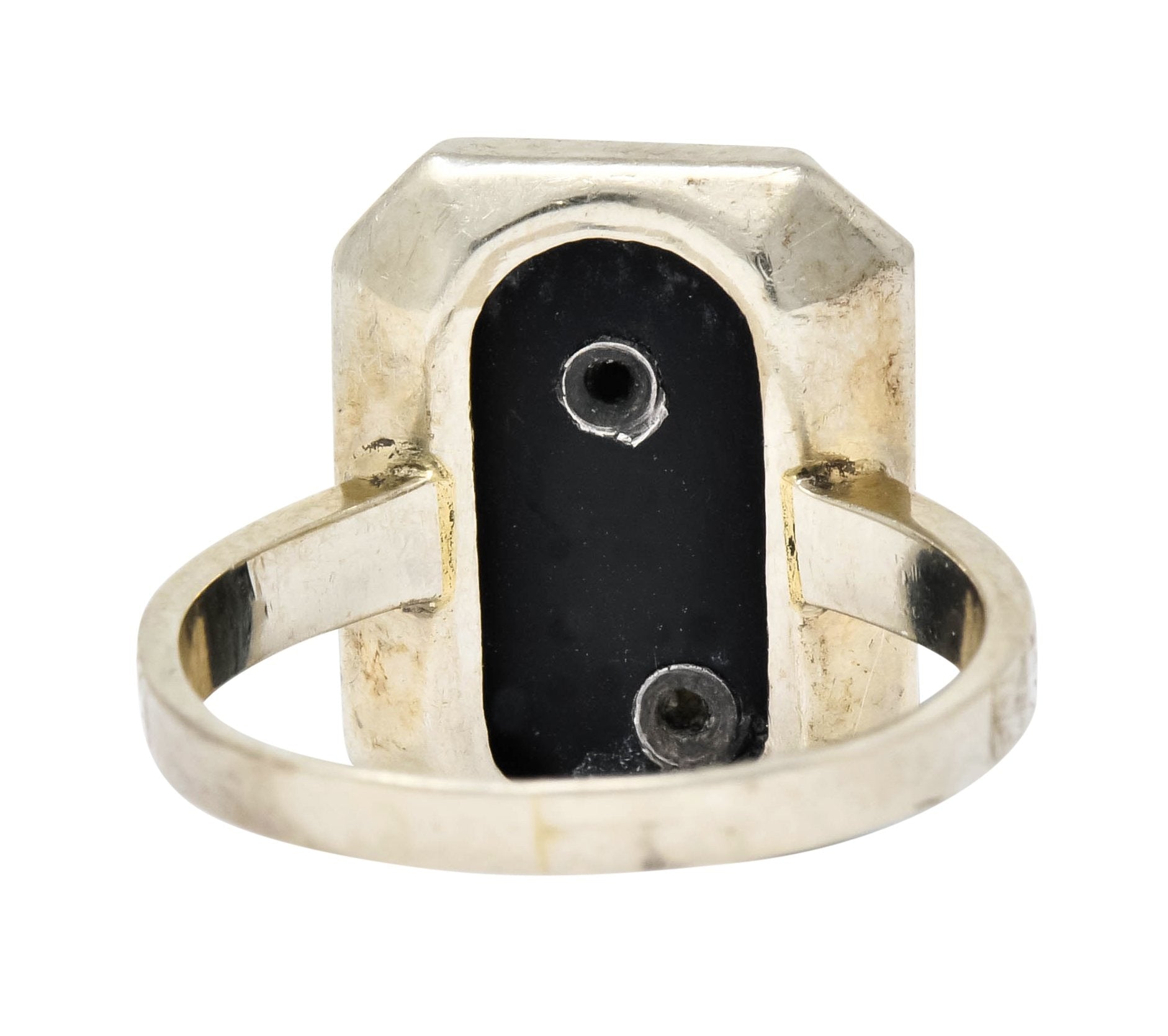 Art Deco 1923 Onyx Tablet 14 Karat White Gold Date Ring - Wilson's Estate Jewelry