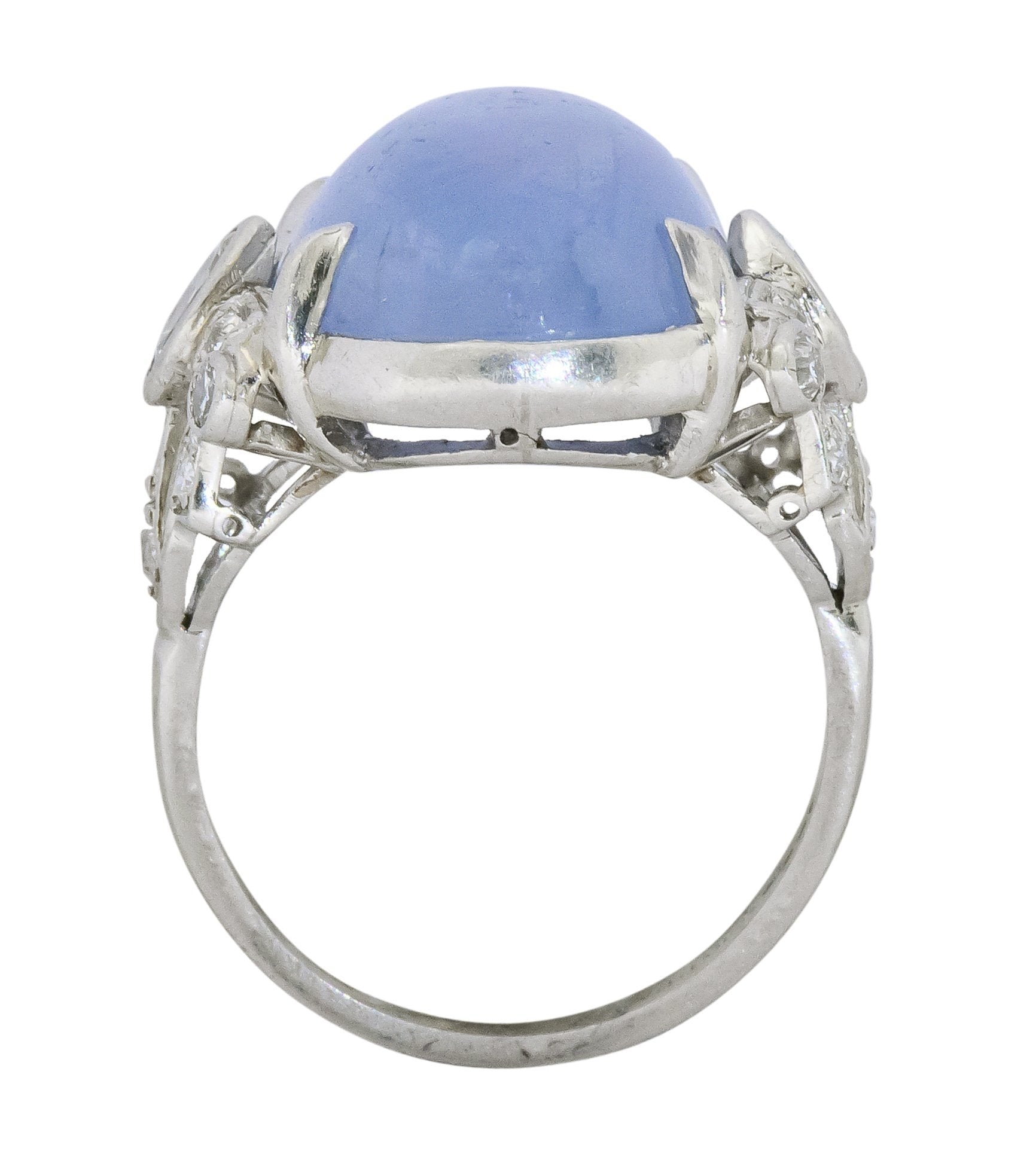 Art Deco 1930's 22.90 CTW Star Sapphire Diamond Platinum Ring - Wilson's Estate Jewelry