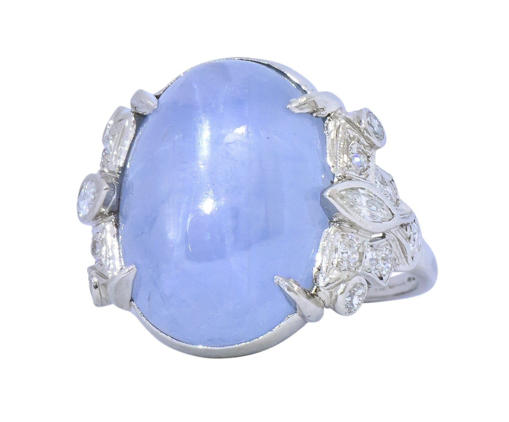 Art Deco 1930's 22.90 CTW Star Sapphire Diamond Platinum Ring - Wilson's Estate Jewelry