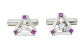 Art Deco 2.08 CTW Diamond Ruby Platinum Cufflinks Wilson's Estate Jewelry