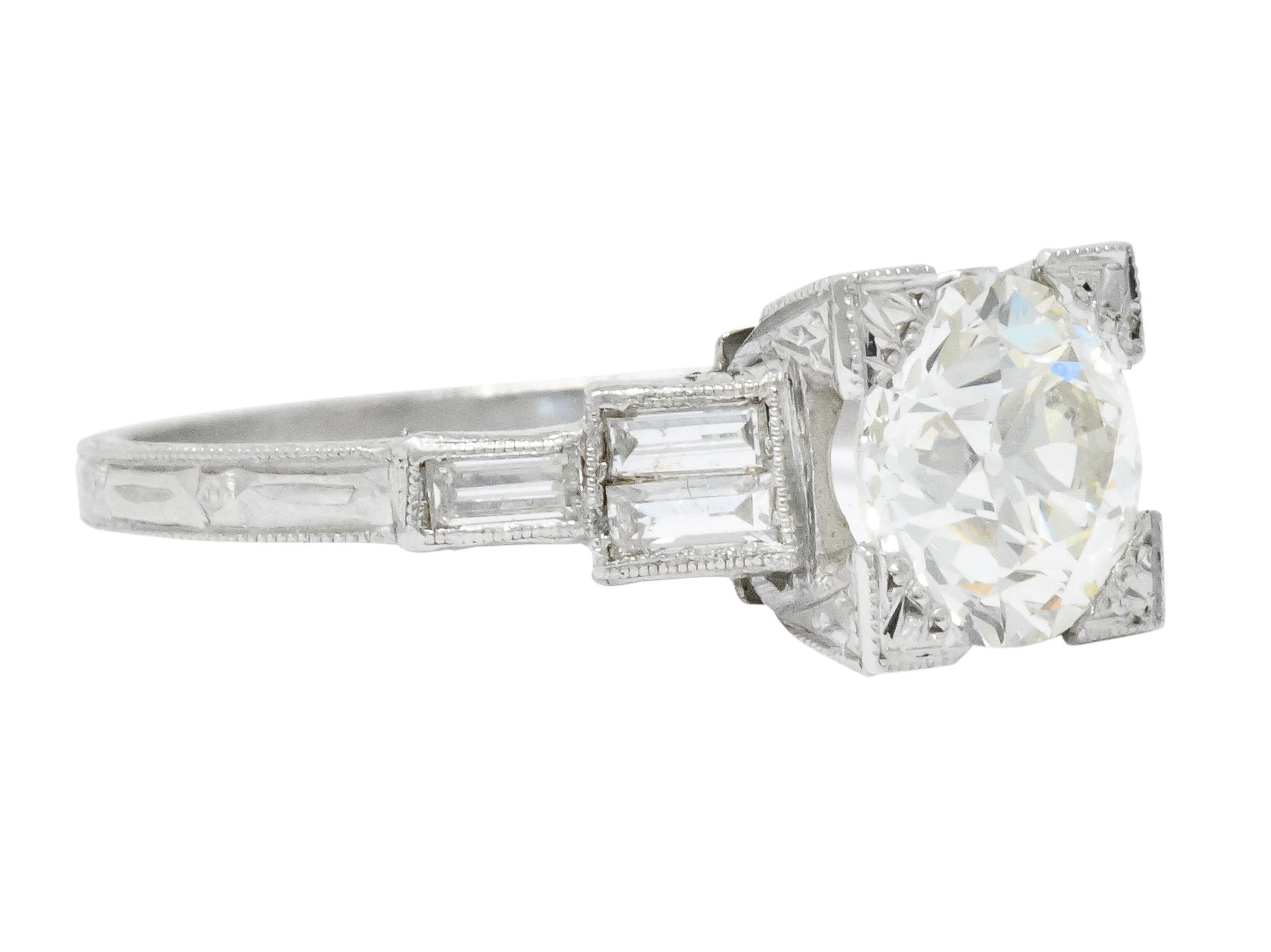 Art Deco 2.35 CTW Diamond Platinum Engagement Ring GIA Wilson's Antique & Estate Jewelry