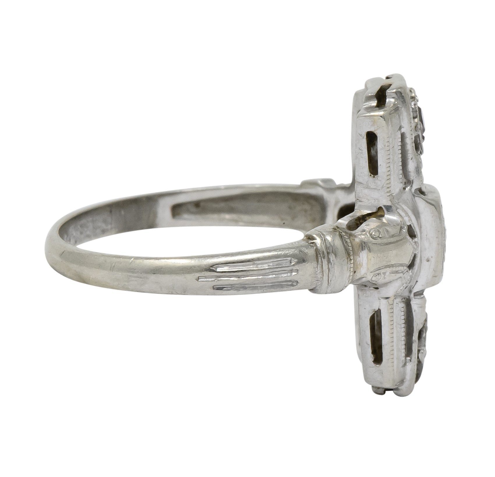 Art Deco Diamond 14 Karat White Gold Dinner Cocktail Ring - Wilson's Estate Jewelry