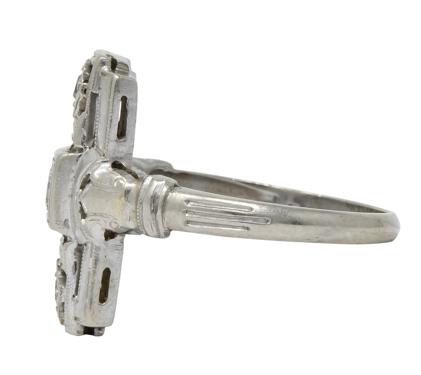 Art Deco Diamond 14 Karat White Gold Dinner Cocktail Ring - Wilson's Estate Jewelry