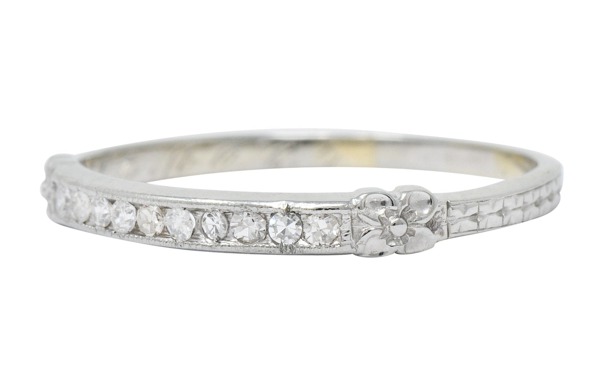 Art Deco Diamond 18 Karat White Gold Anniversary Band Ring - Wilson's Estate Jewelry