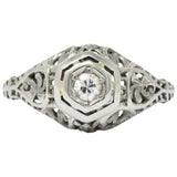 Art Deco Diamond 18 Karat White Gold Engagement Ring Circa 1930 Wilson's Estate Jewelry