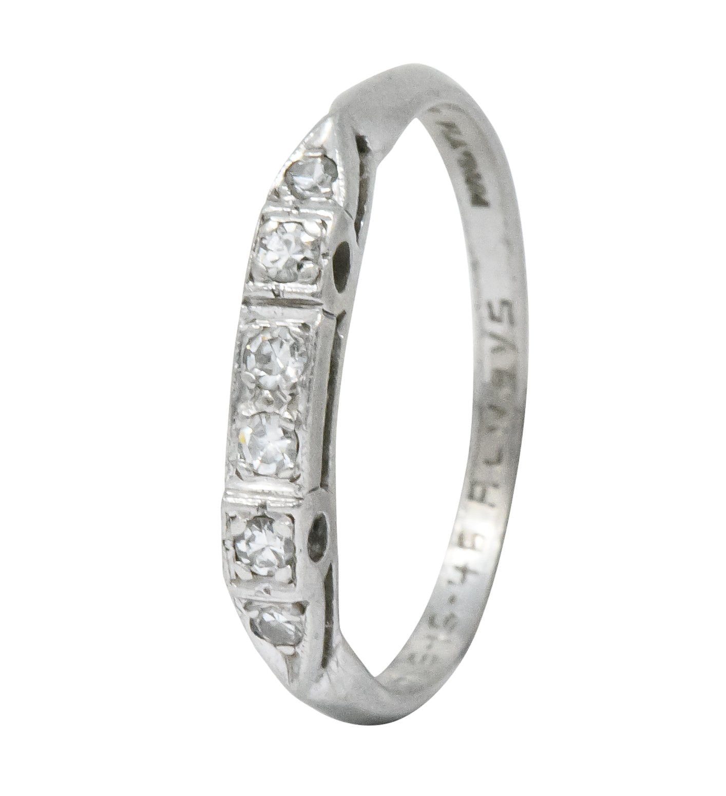 Art Deco Diamond Platinum Stackable Band Ring Wilson's Estate Jewelry