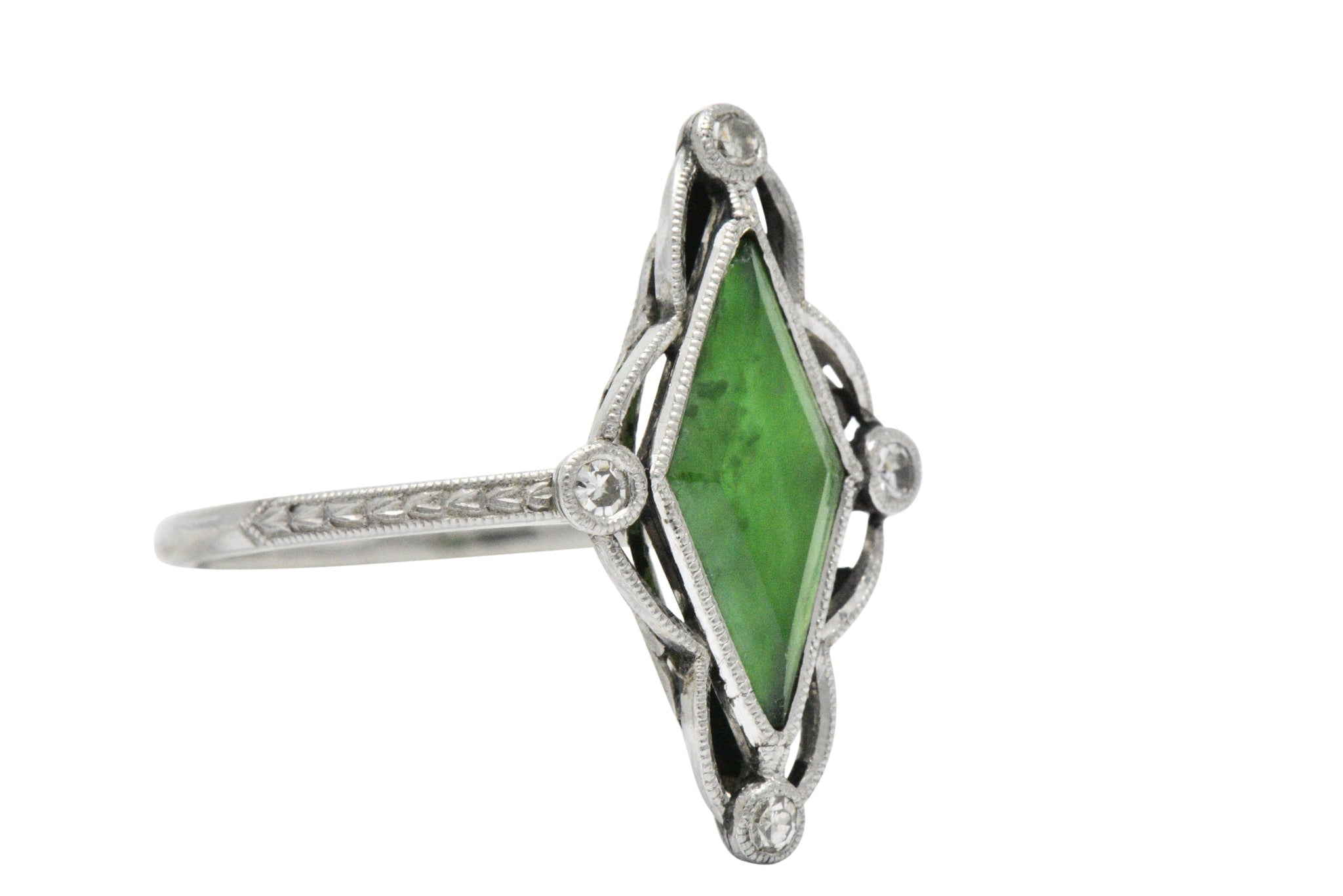 Art Deco Jade Diamond And Platinum Dress Ring Wilson's Estate Jewelry