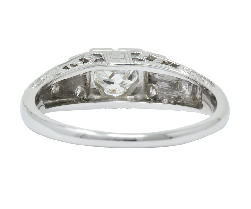 Art Deco Old European Cut Diamond 18 Karat White Gold Engagement Ring - Wilson's Estate Jewelry