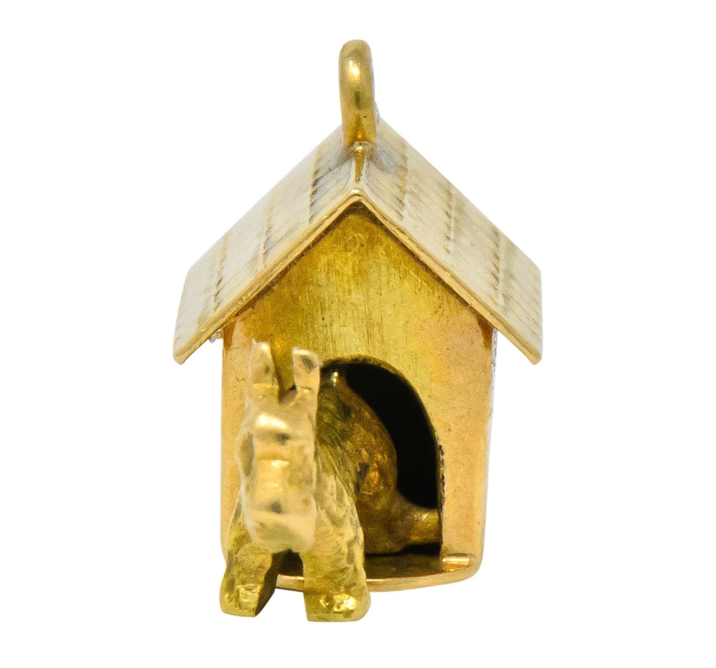 Art Nouveau 14 Karat Gold Articulated Scottish Terrier Dog House Charm - Wilson's Estate Jewelry