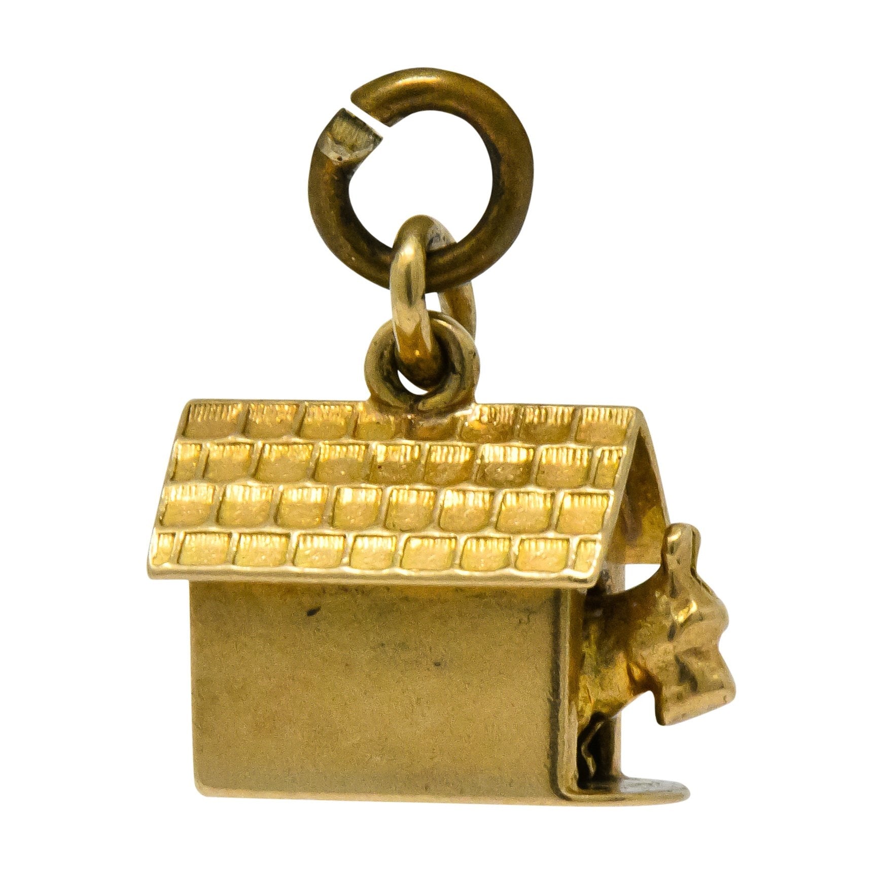 Art Nouveau 14 Karat Gold Articulated Scottish Terrier Dog House Charm - Wilson's Estate Jewelry