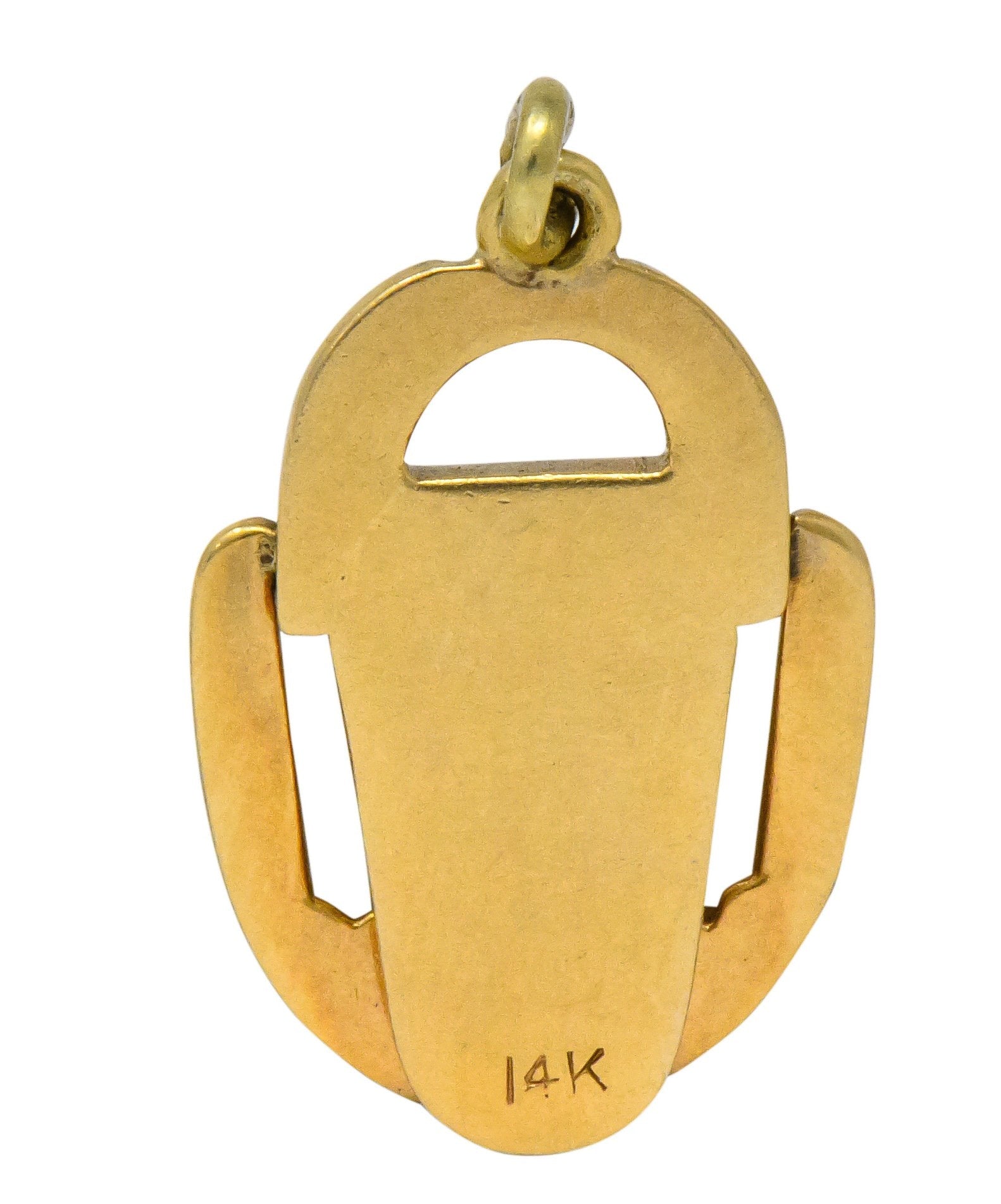 Art Nouveau 14 Karat Gold Elaborate Articulated Door Knocker Charm - Wilson's Estate Jewelry