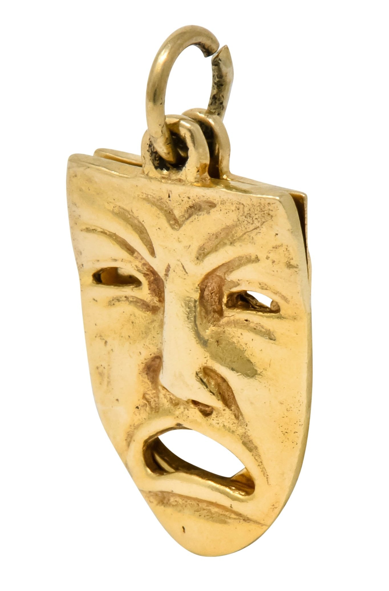 Art Nouveau 14 Karat Greek Tragedy Comedy Theater Mask Charm - Wilson's Estate Jewelry