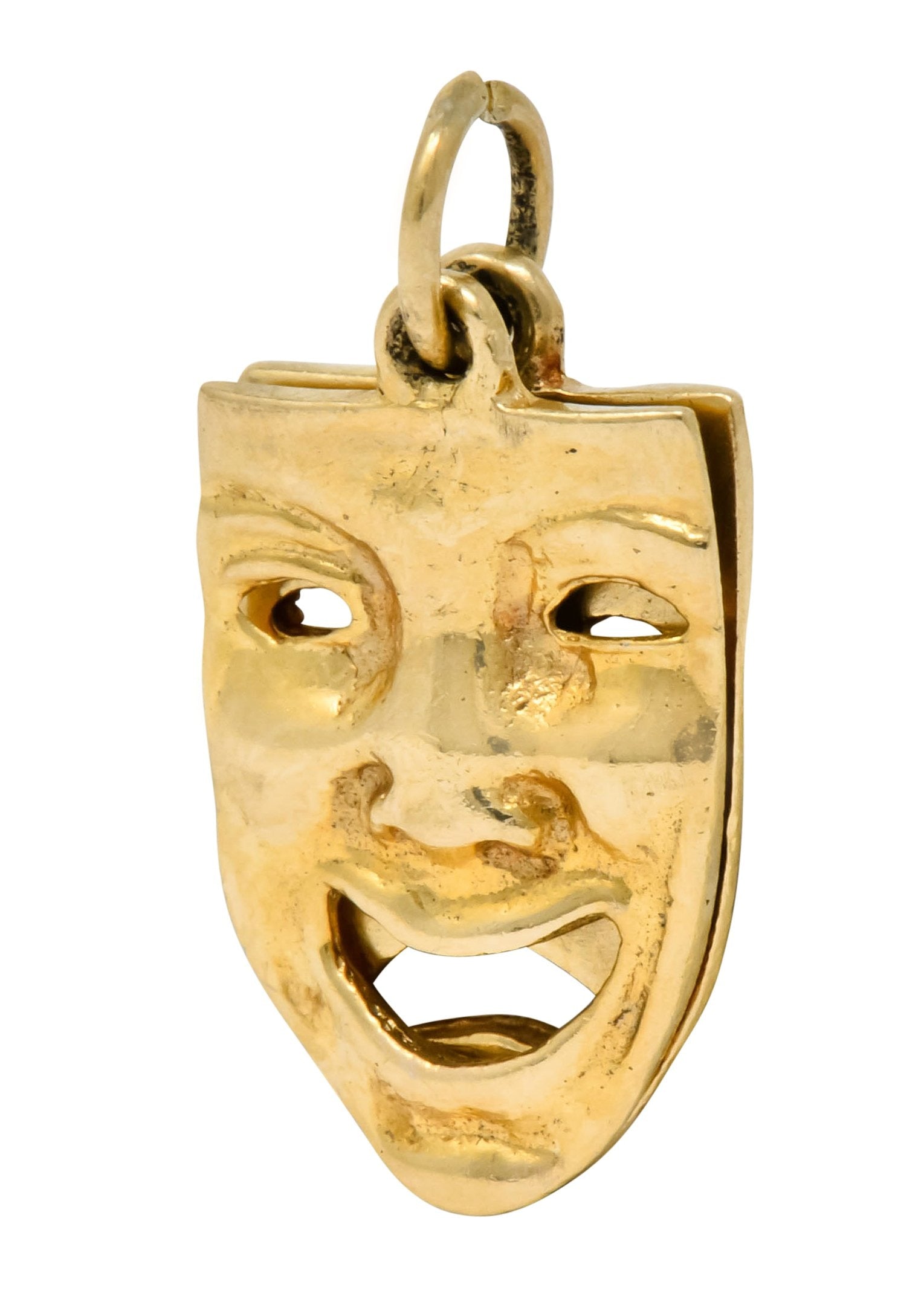 Art Nouveau 14 Karat Greek Tragedy Comedy Theater Mask Charm - Wilson's Estate Jewelry