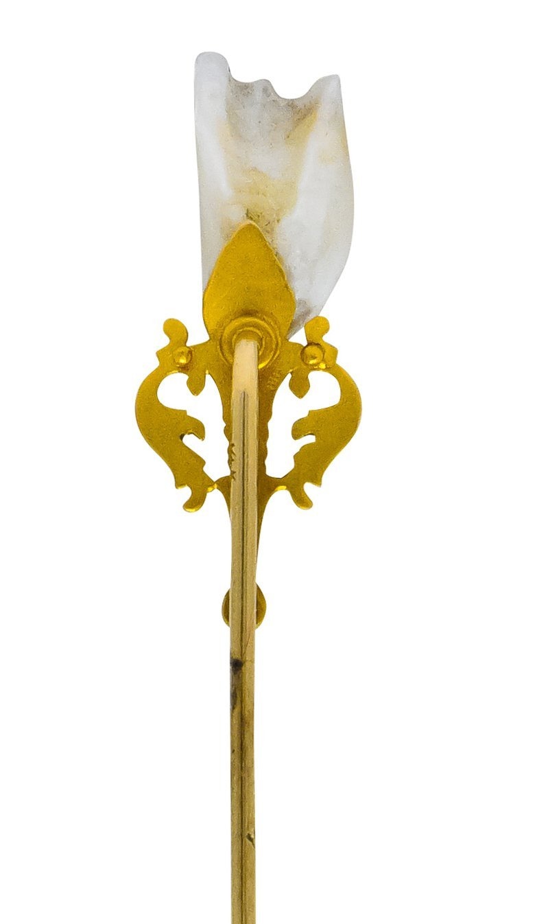 Art Nouveau Baroque Pearl 14 Karat Gold Sconce Ornamental Stickpin - Wilson's Estate Jewelry