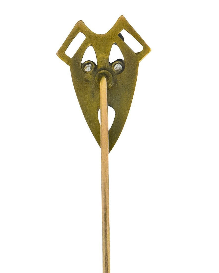 Art Nouveau Diamond 10 Karat Gold Green Man Stickpin - Wilson's Estate Jewelry