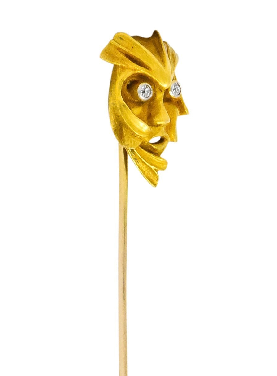 Art Nouveau Diamond 14 Karat Gold Green Man Stickpin - Wilson's Estate Jewelry