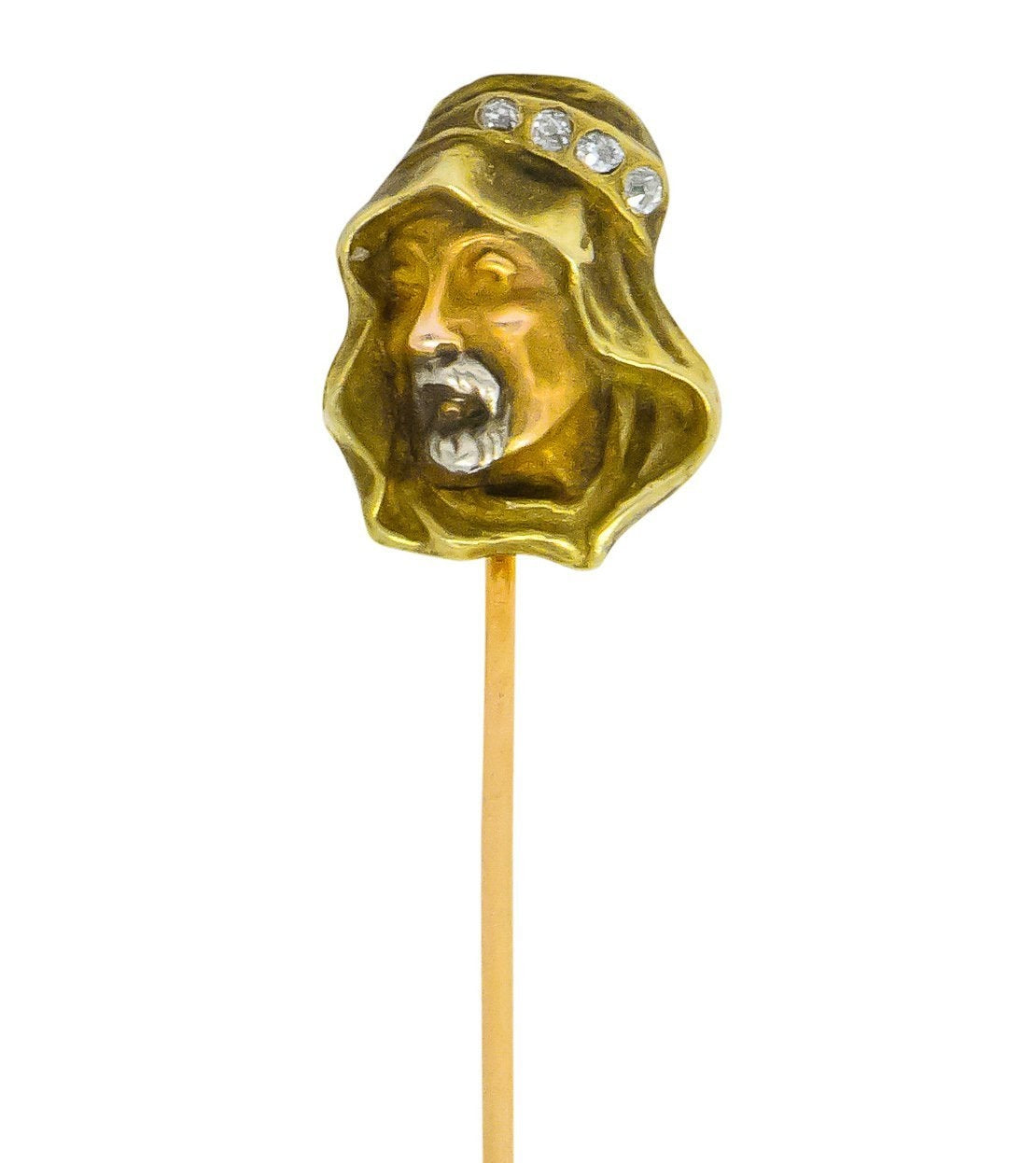 Art Nouveau Diamond 14 Karat Tri-Colored Gold Prophet Stickpin - Wilson's Estate Jewelry