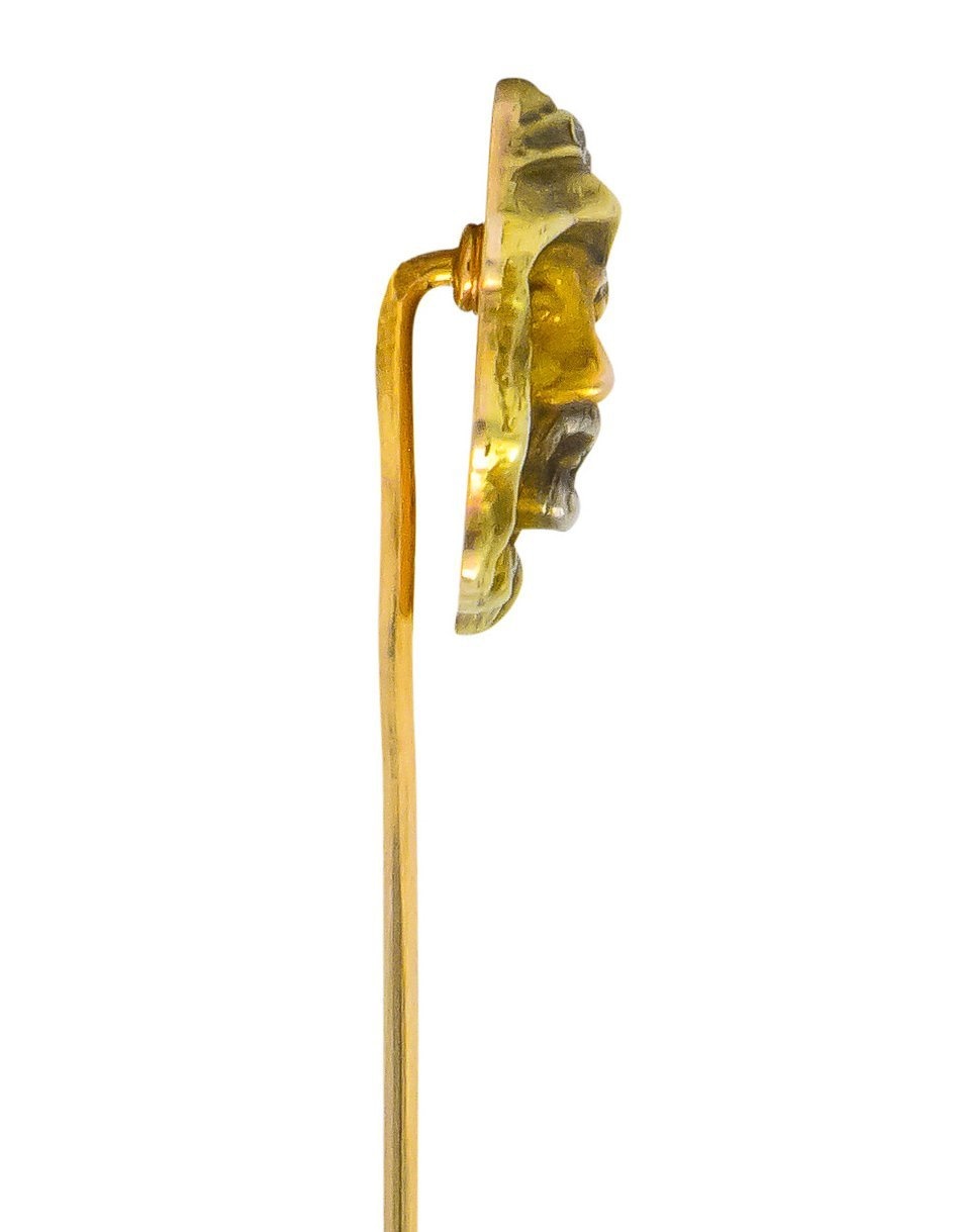 Art Nouveau Diamond 14 Karat Tri-Colored Gold Prophet Stickpin - Wilson's Estate Jewelry