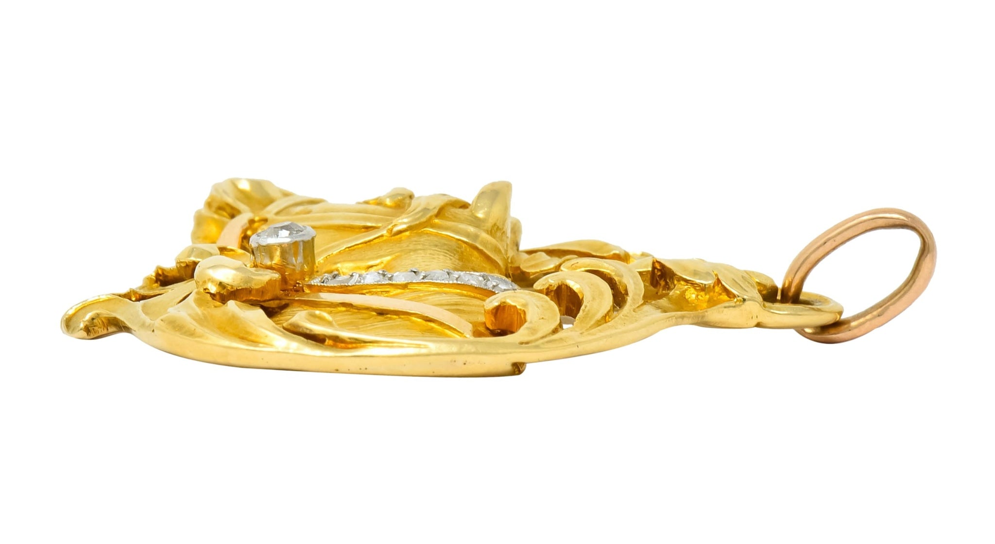 Art Nouveau Diamond 18 Karat Yellow Gold Horse Equestrian Pendant - Wilson's Estate Jewelry