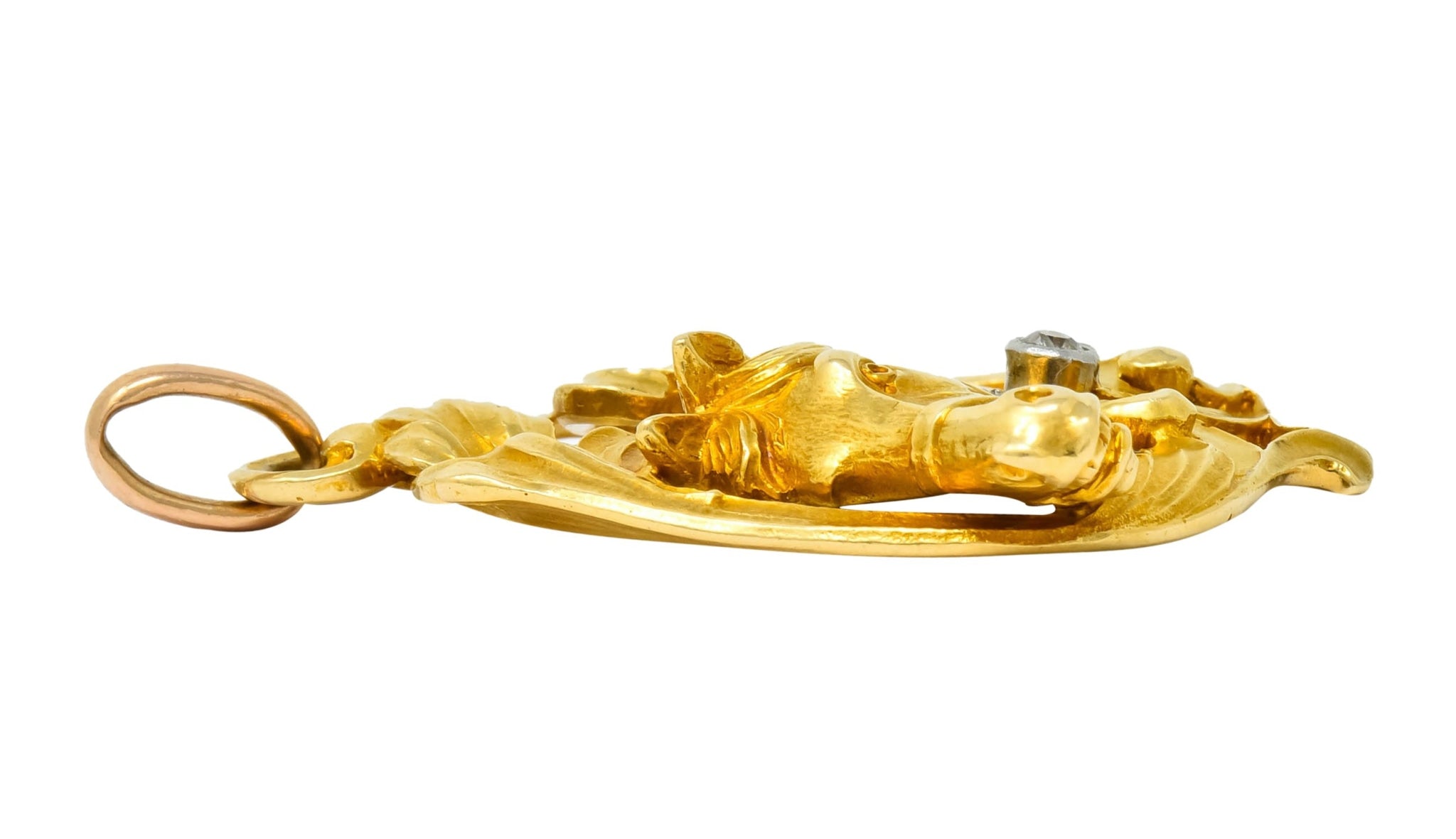 Art Nouveau Diamond 18 Karat Yellow Gold Horse Equestrian Pendant - Wilson's Estate Jewelry