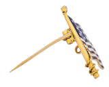 Art Nouveau Diamond Enamel 14 Karat Gold United States Patriotic Flag Pin - Wilson's Estate Jewelry