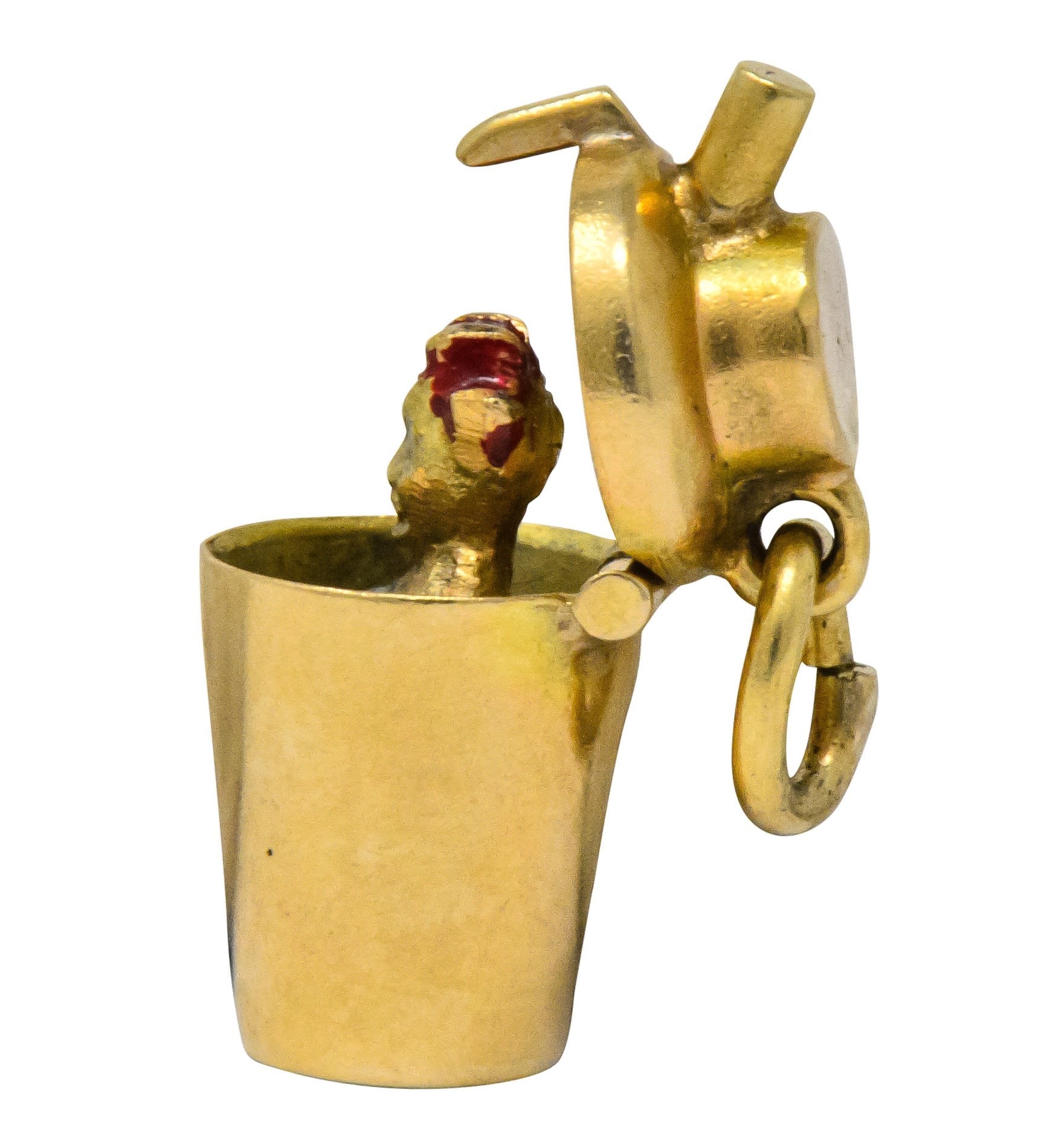 Art Nouveau Enamel 14 Karat Gold 3D Devil Martini Shaker Charm - Wilson's Estate Jewelry