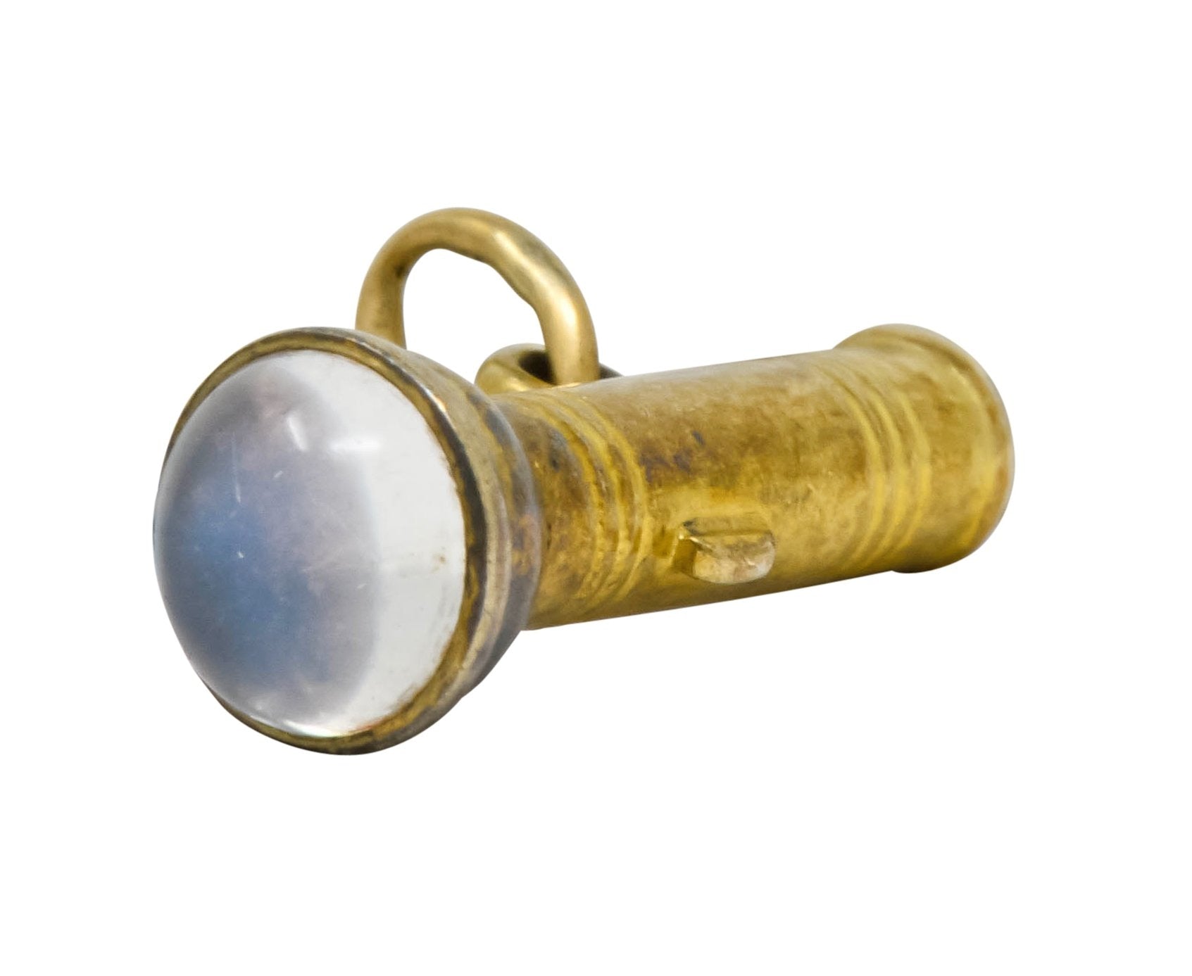 Art Nouveau Moonstone 14 Karat Gold Flashlight Charm - Wilson's Estate Jewelry