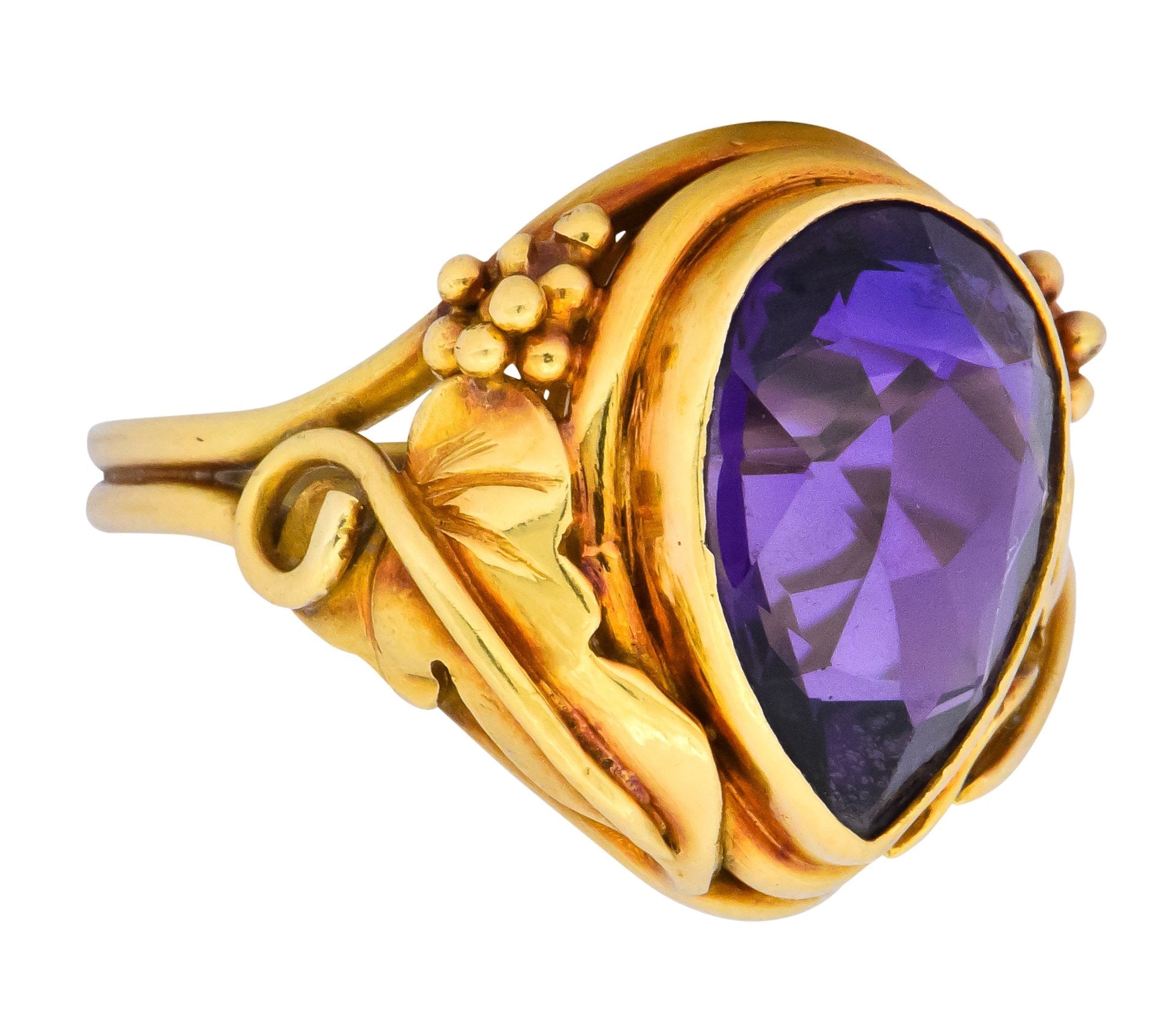 Arts & Crafts 5.75 CTW Amethyst 14 Karat Gold Ring - Wilson's Estate Jewelry