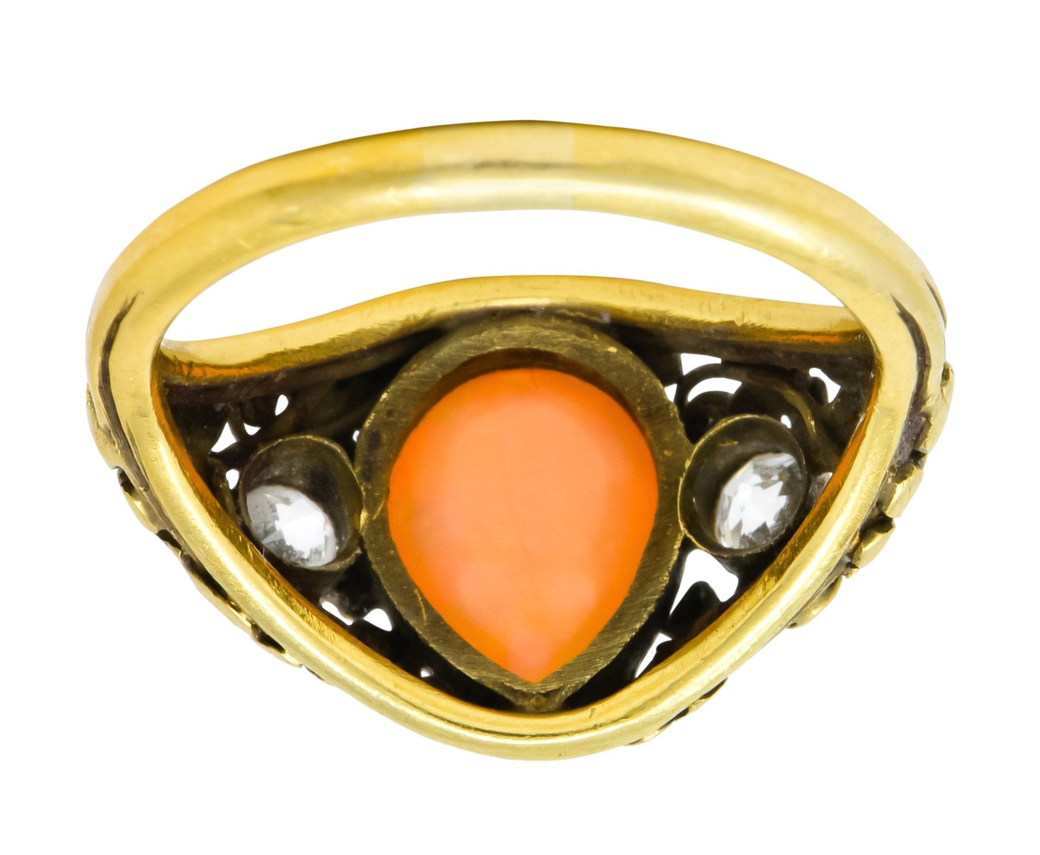Arts & Crafts Opal Diamond 18 Karat Gold Floral Band Ring Circa 1900 - Wilson's Estate Jewelry