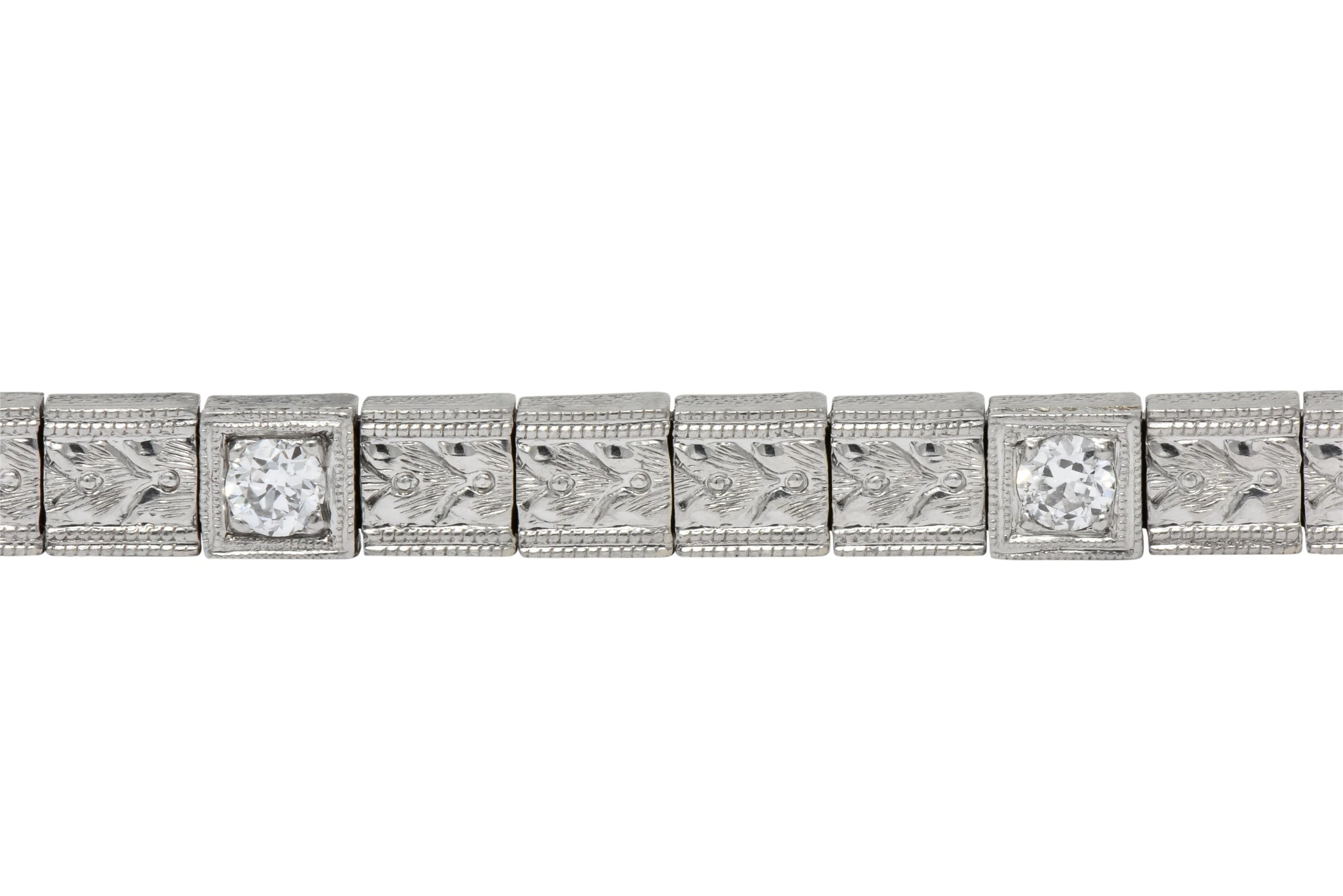 Bailey Banks & Biddle Art Deco Diamond Platinum Link Bracelet - Wilson's Estate Jewelry