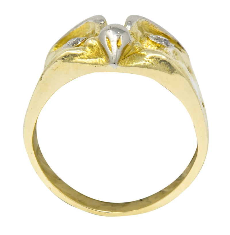 Bailey Banks & Biddle Victorian Diamond 14 Karat Gold Owl Ring - Wilson's Estate Jewelry