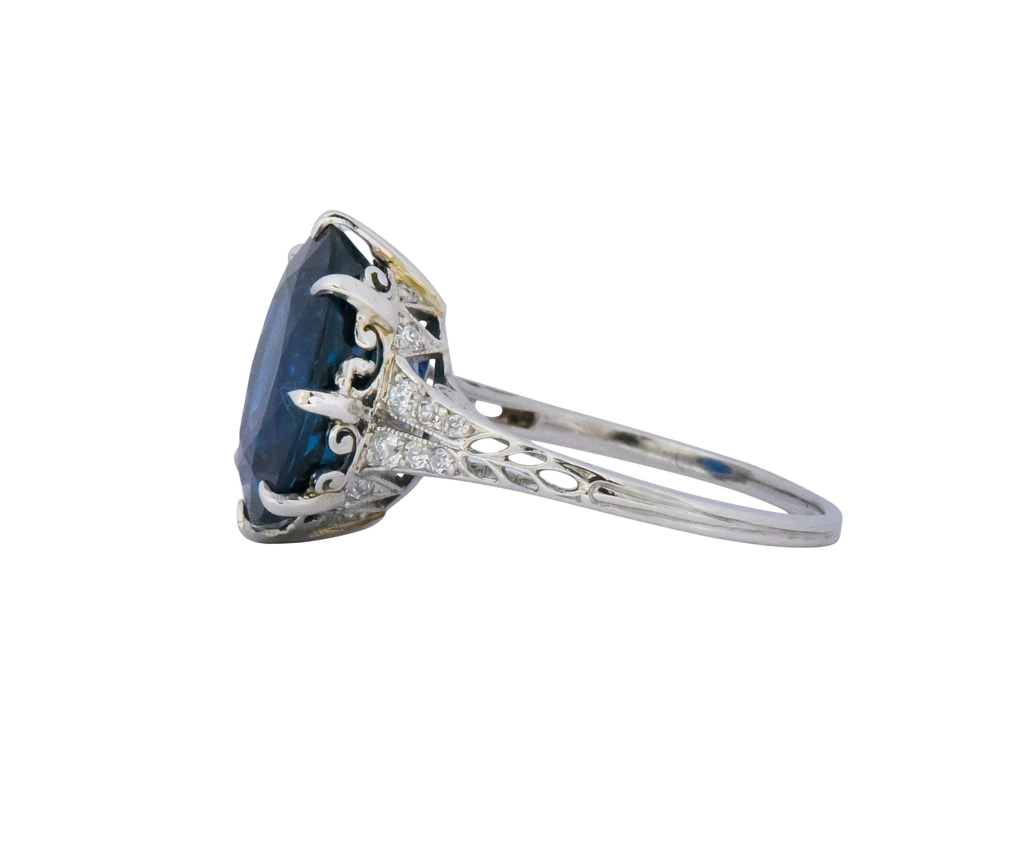 Belle Époque 6.78 CTW Sapphire Diamond Platinum Ring AGL Wilson's Estate Jewelry