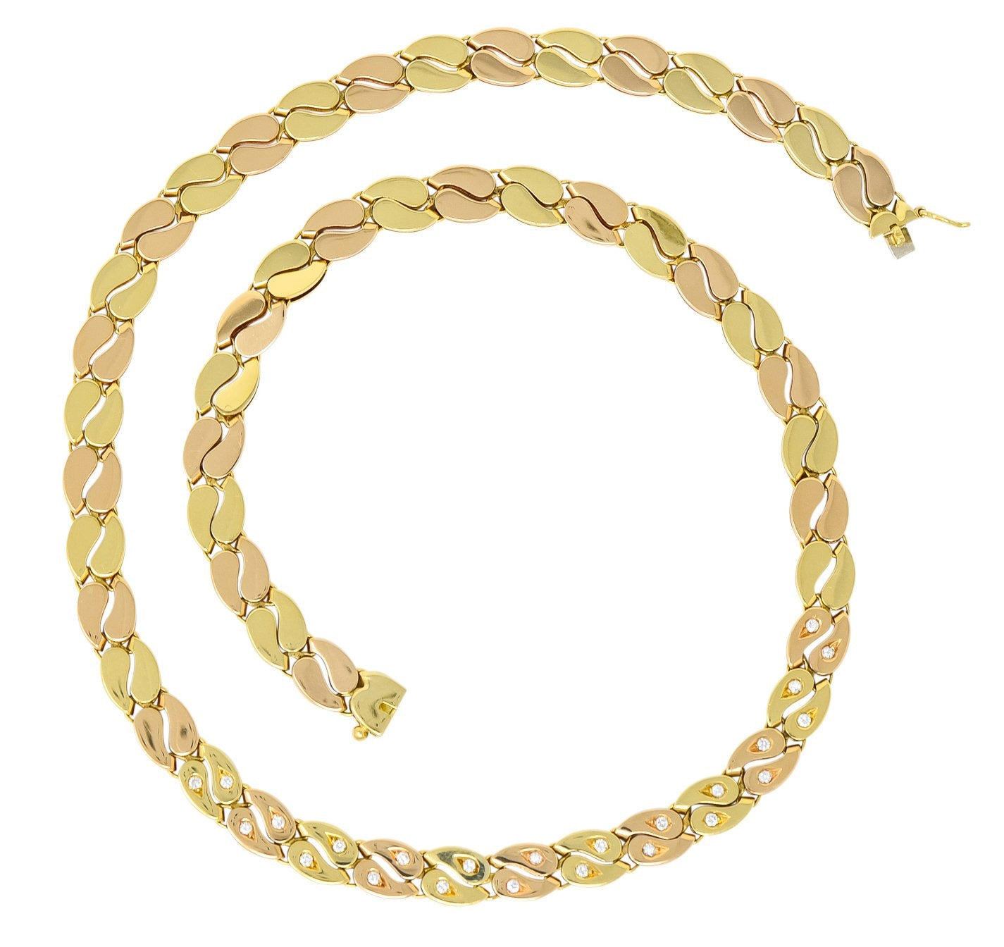 Black Starr and Frost Retro 18 Karat Two-Tone Gold Collar Link Necklace - Wilson's Estate Jewelry