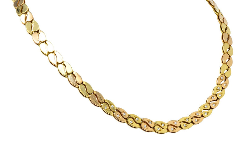 Black Starr and Frost Retro 18 Karat Two-Tone Gold Collar Link Necklace - Wilson's Estate Jewelry