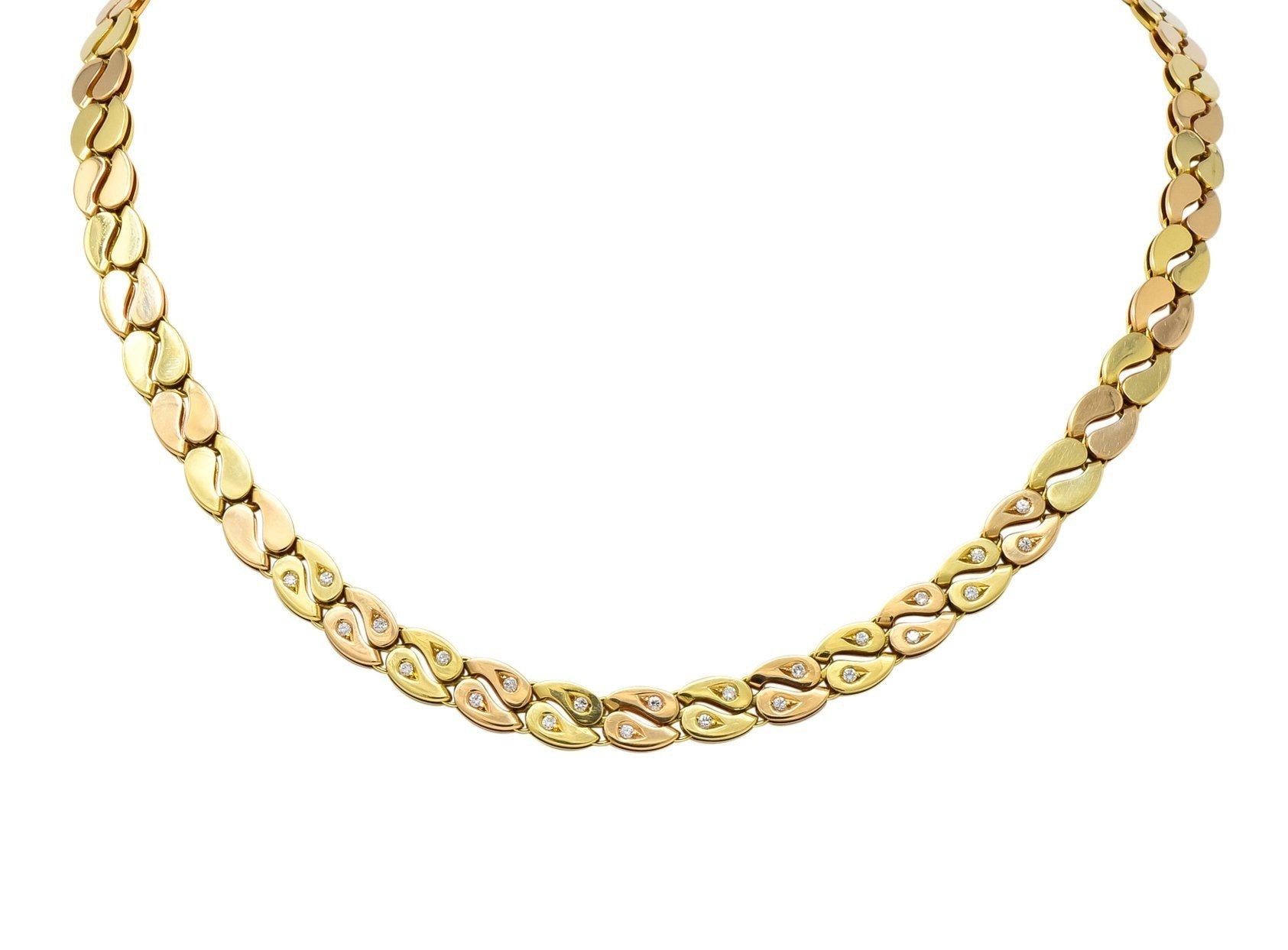 Black Starr and Frost Retro 18 Karat Two-Tone Gold Collar Link Necklace - Wilson's Estate Jewelry