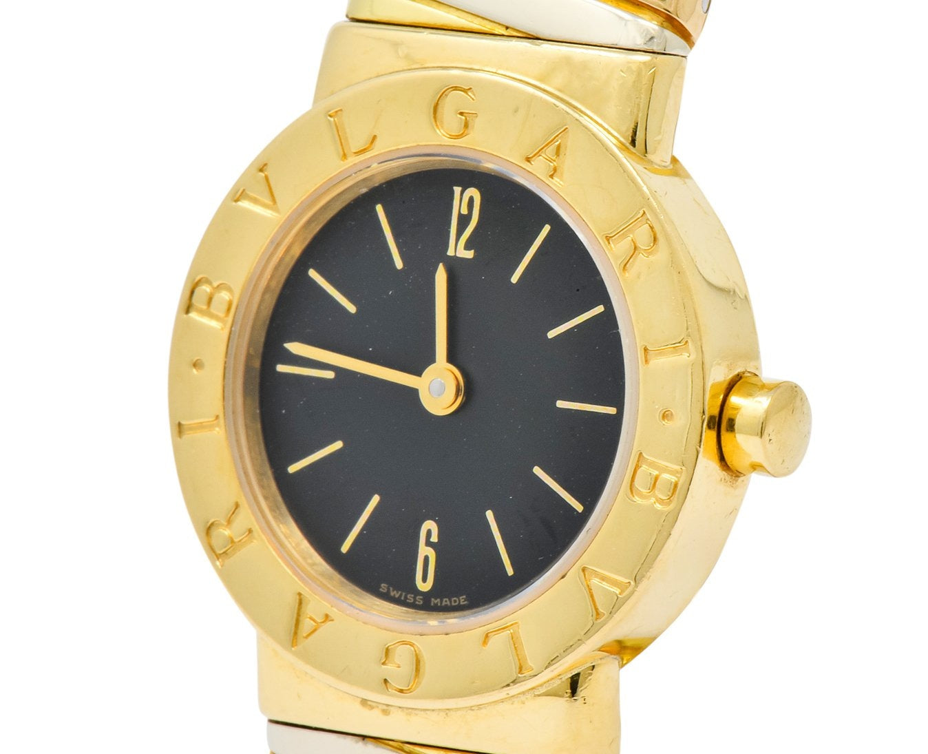 Bulgari 18 Karat Tri-Color Gold Tubogas Serpenti Flex Band Quartz Wrist Watch - Wilson's Estate Jewelry