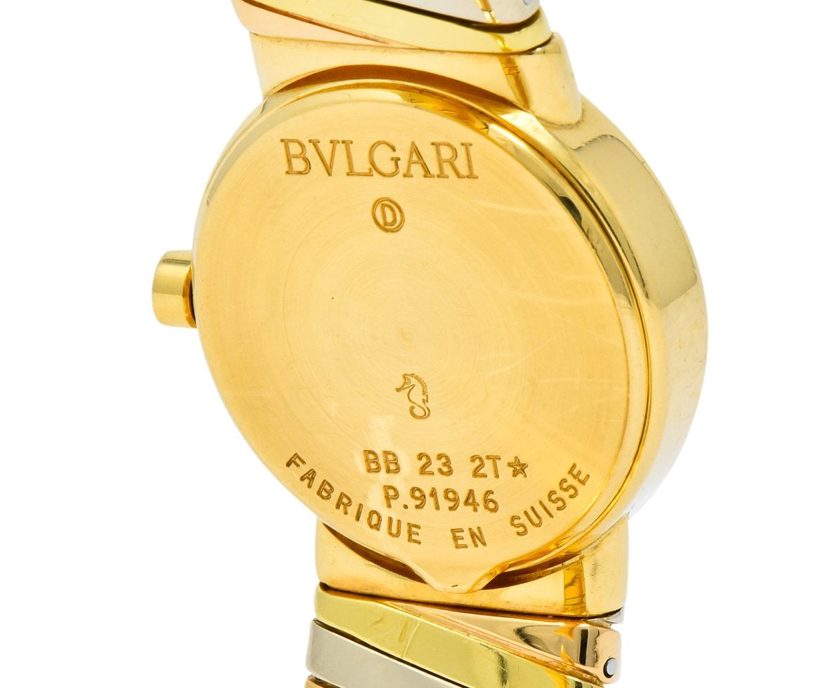 Bulgari 18 Karat Tri-Color Gold Tubogas Serpenti Flex Band Quartz Wrist Watch - Wilson's Estate Jewelry